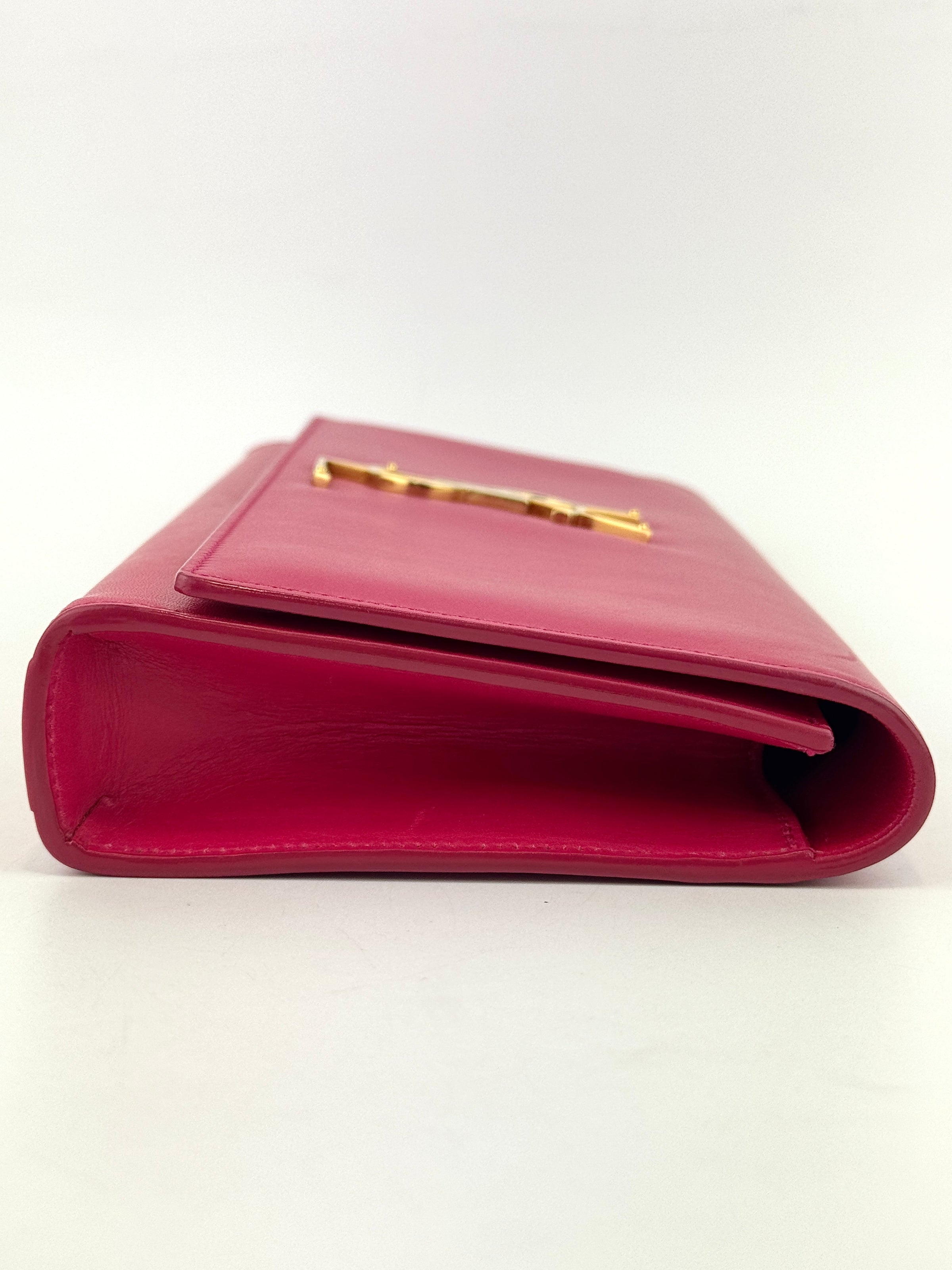 326079 Dark Pink Smooth Calfskin Cassandre Clutch Bag GHW