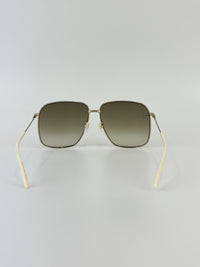 GG0394S Rectangular Metal Sunglasses in Green/Red with Gold Detail