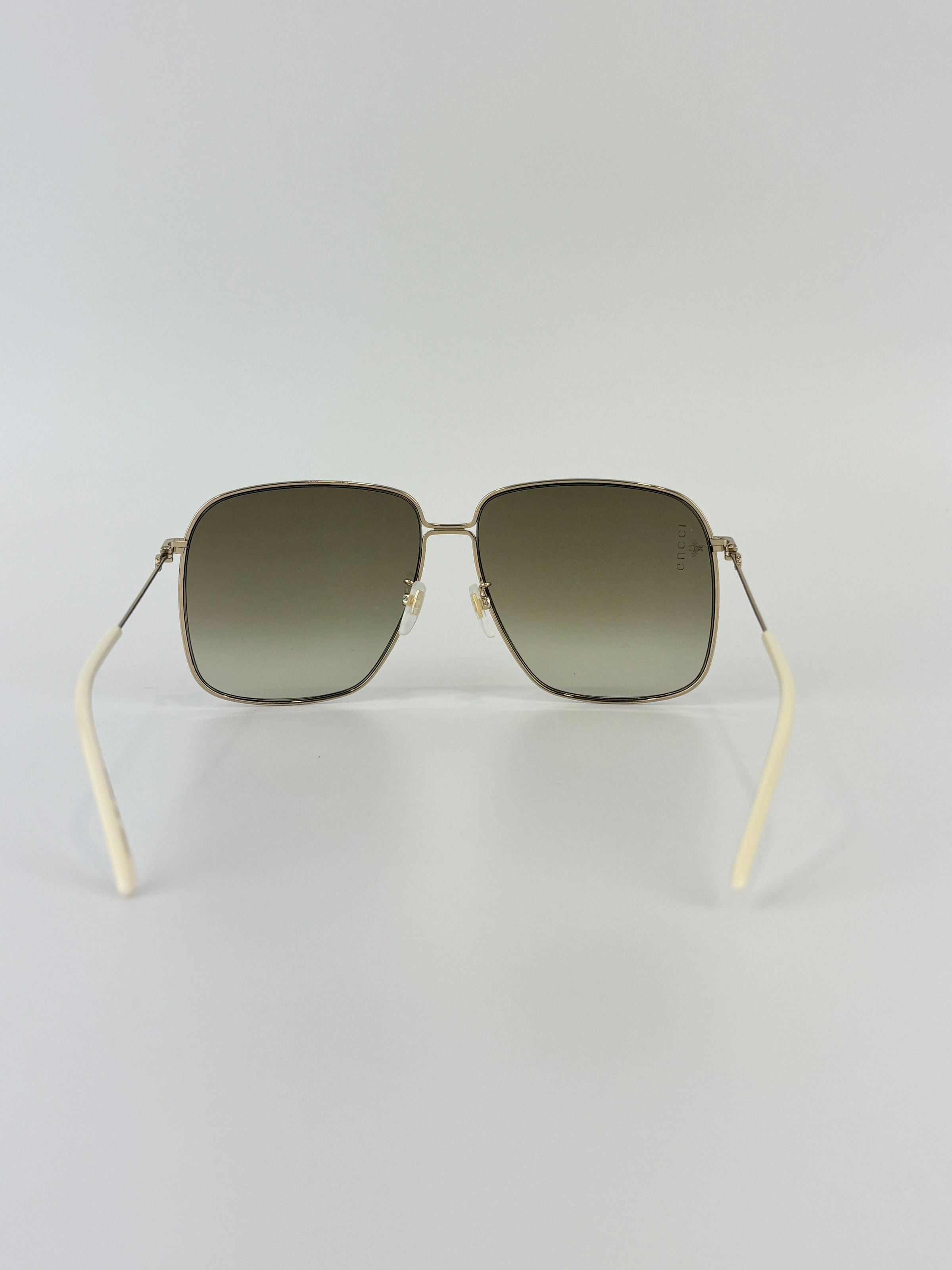 GG0394S Rectangular Metal Sunglasses in Green/Red with Gold Detail