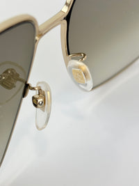 GG0394S Rectangular Metal Sunglasses in Green/Red with Gold Detail