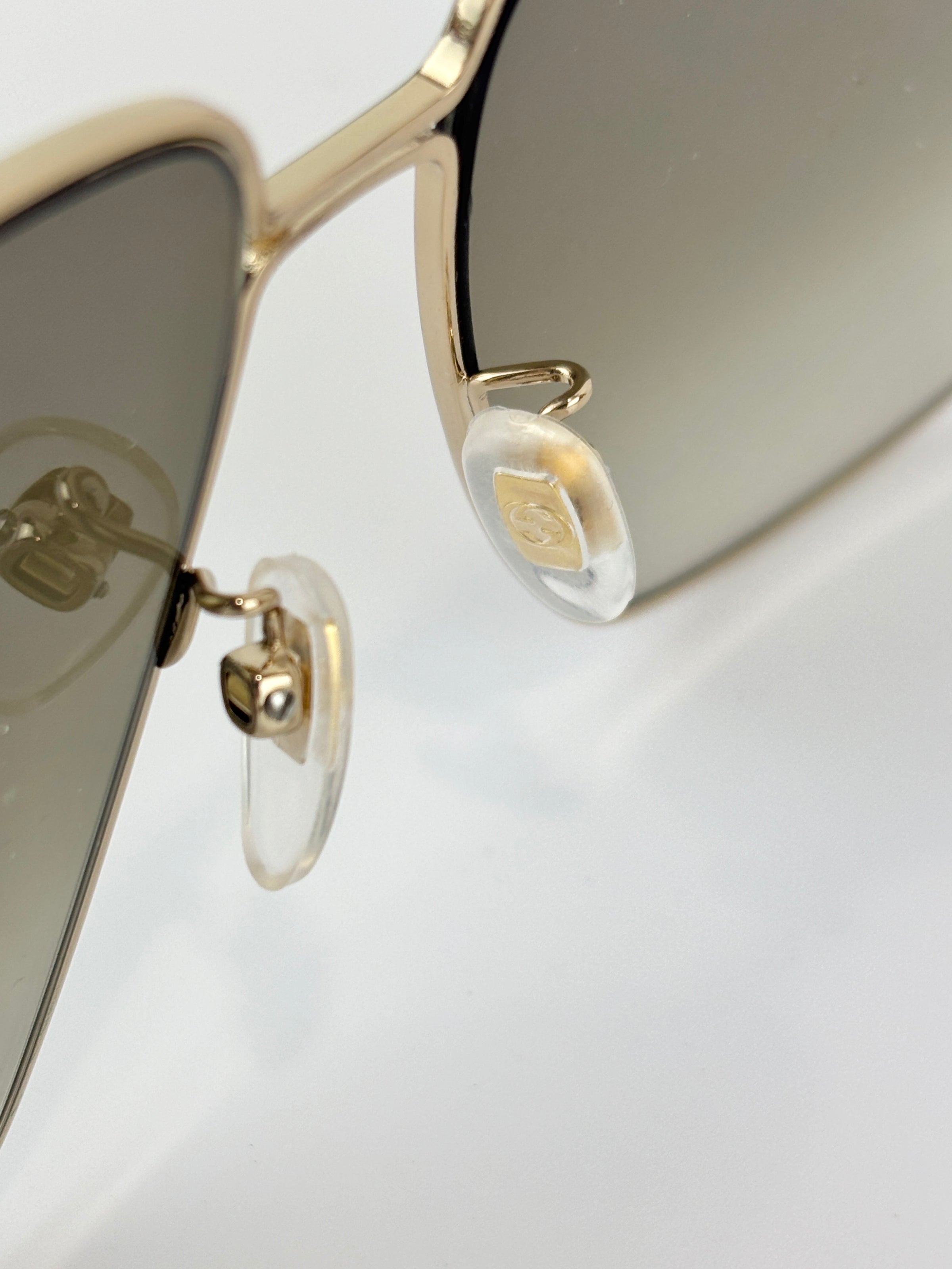 GG0394S Rectangular Metal Sunglasses in Green/Red with Gold Detail