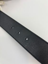 40mm Black Smooth Leather Wide Textured Double G Belt