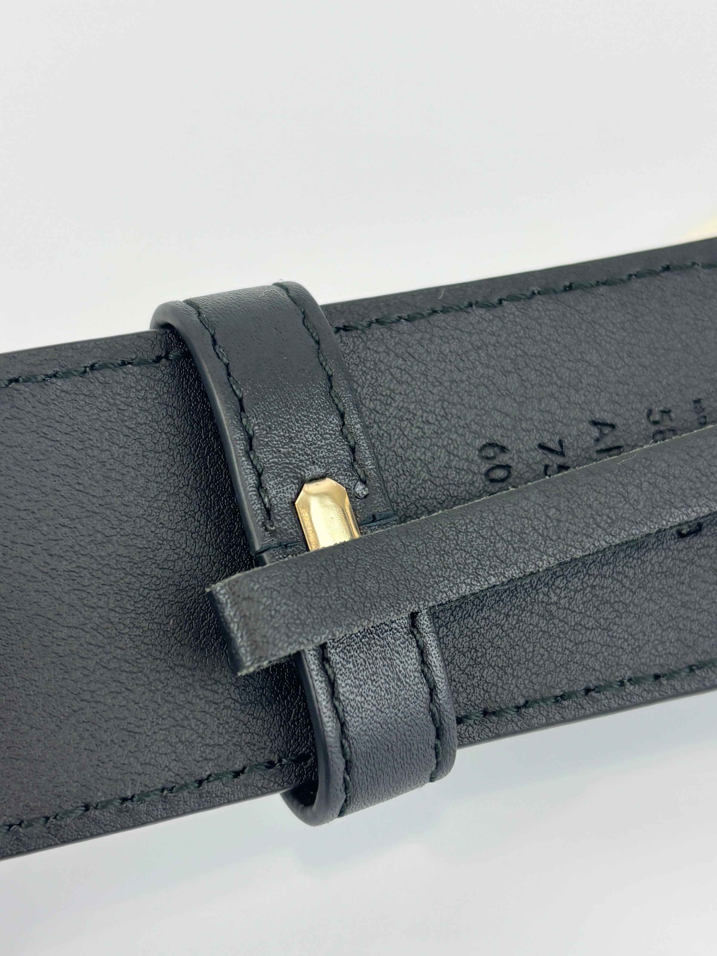 40mm Black Smooth Leather Wide Textured Double G Belt