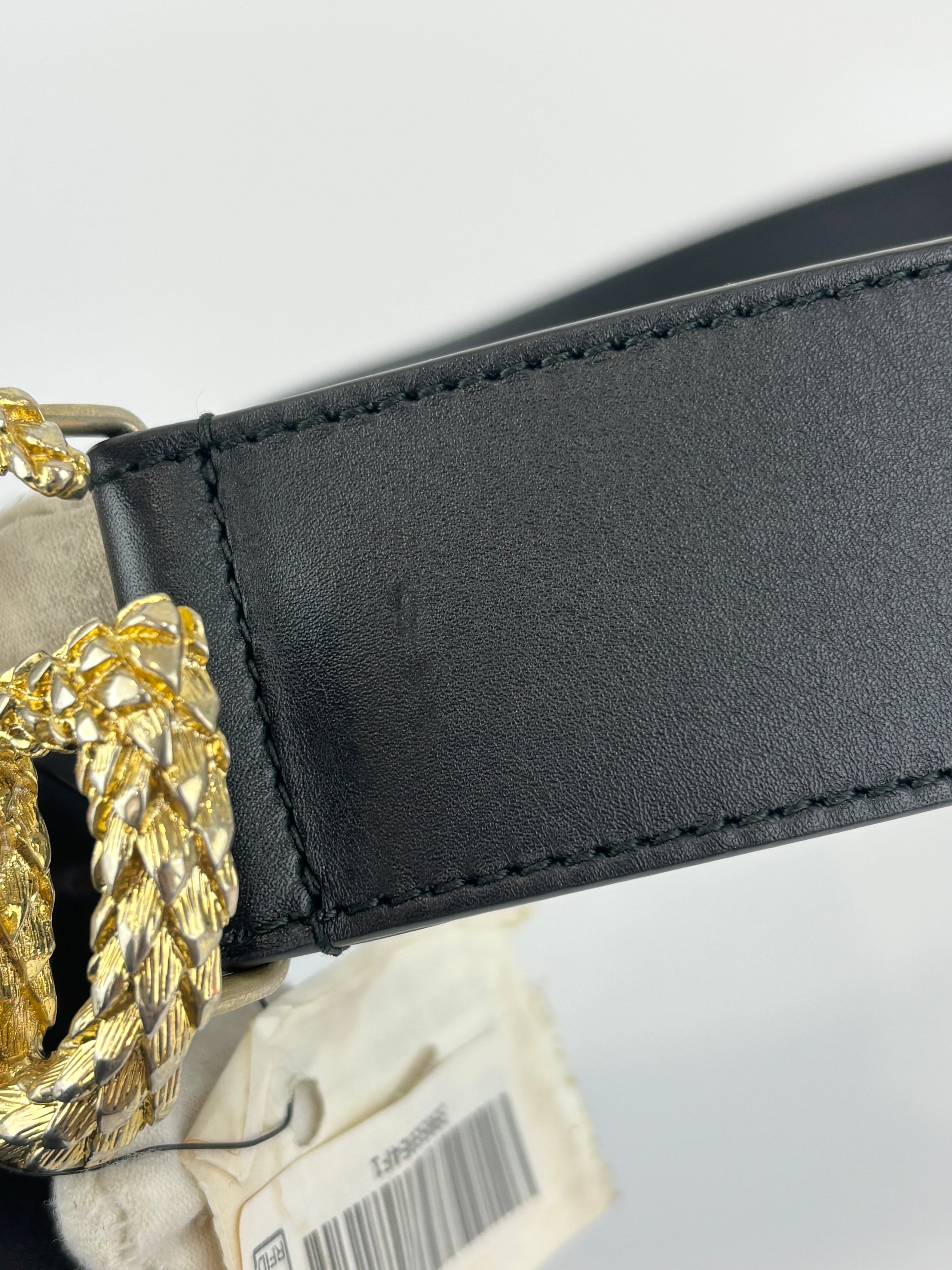 40mm Black Smooth Leather Wide Textured Double G Belt