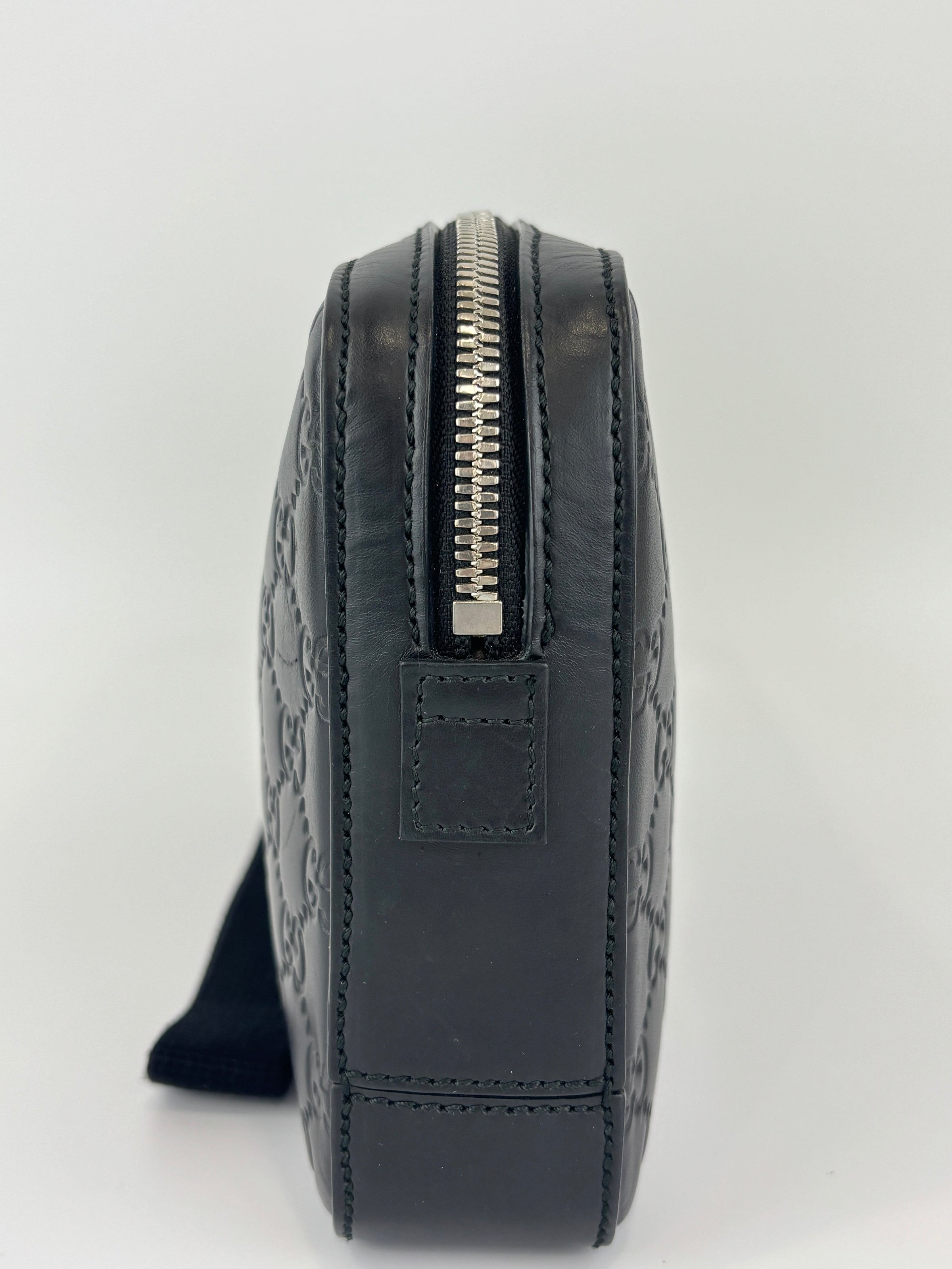 Signature Guccissima Embossed Leather Zip Clutch with Wristlet