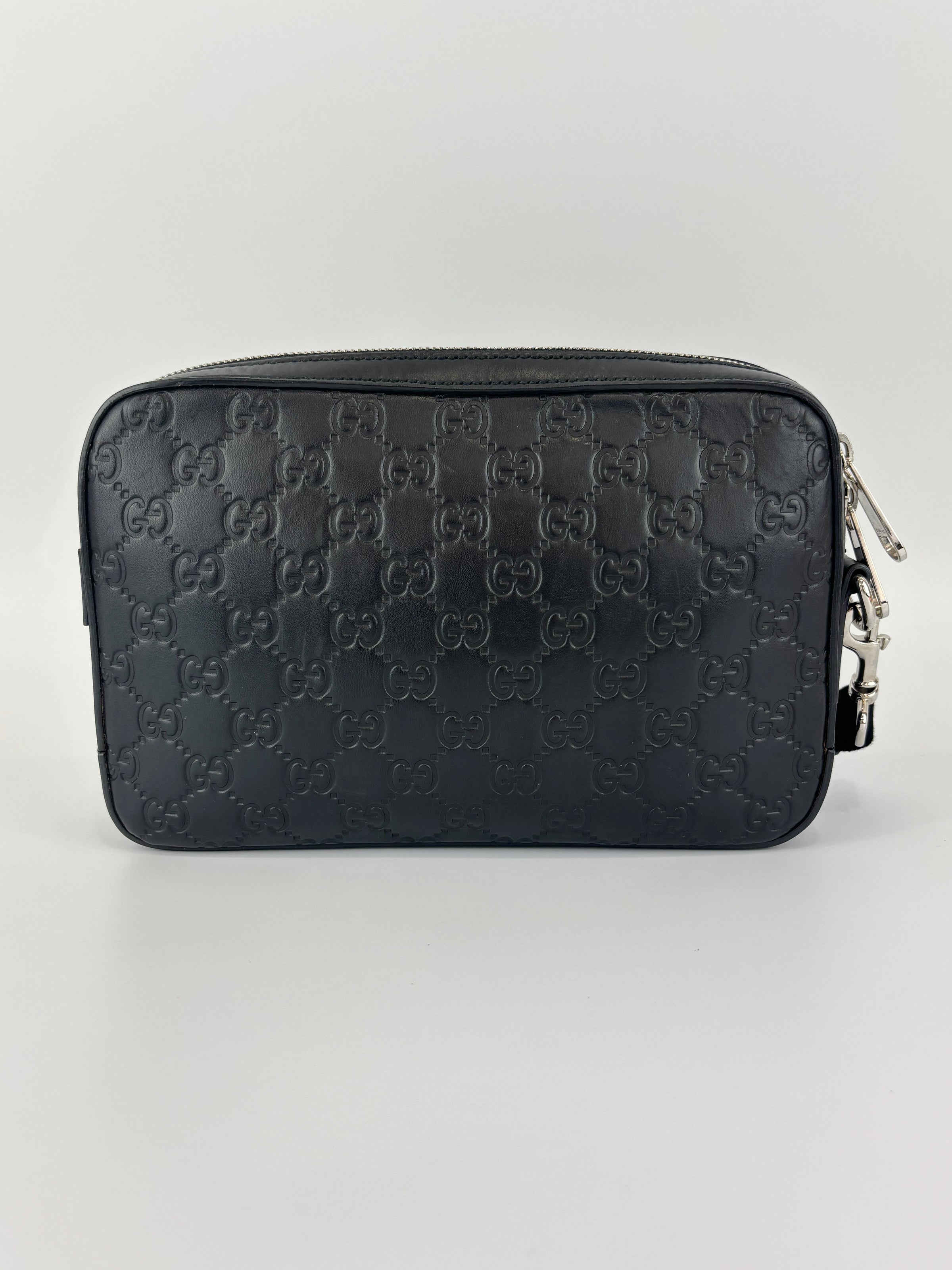 Signature Guccissima Embossed Leather Zip Clutch with Wristlet