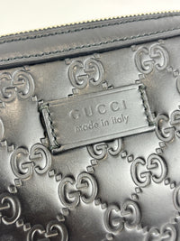 Signature Guccissima Embossed Leather Zip Clutch with Wristlet
