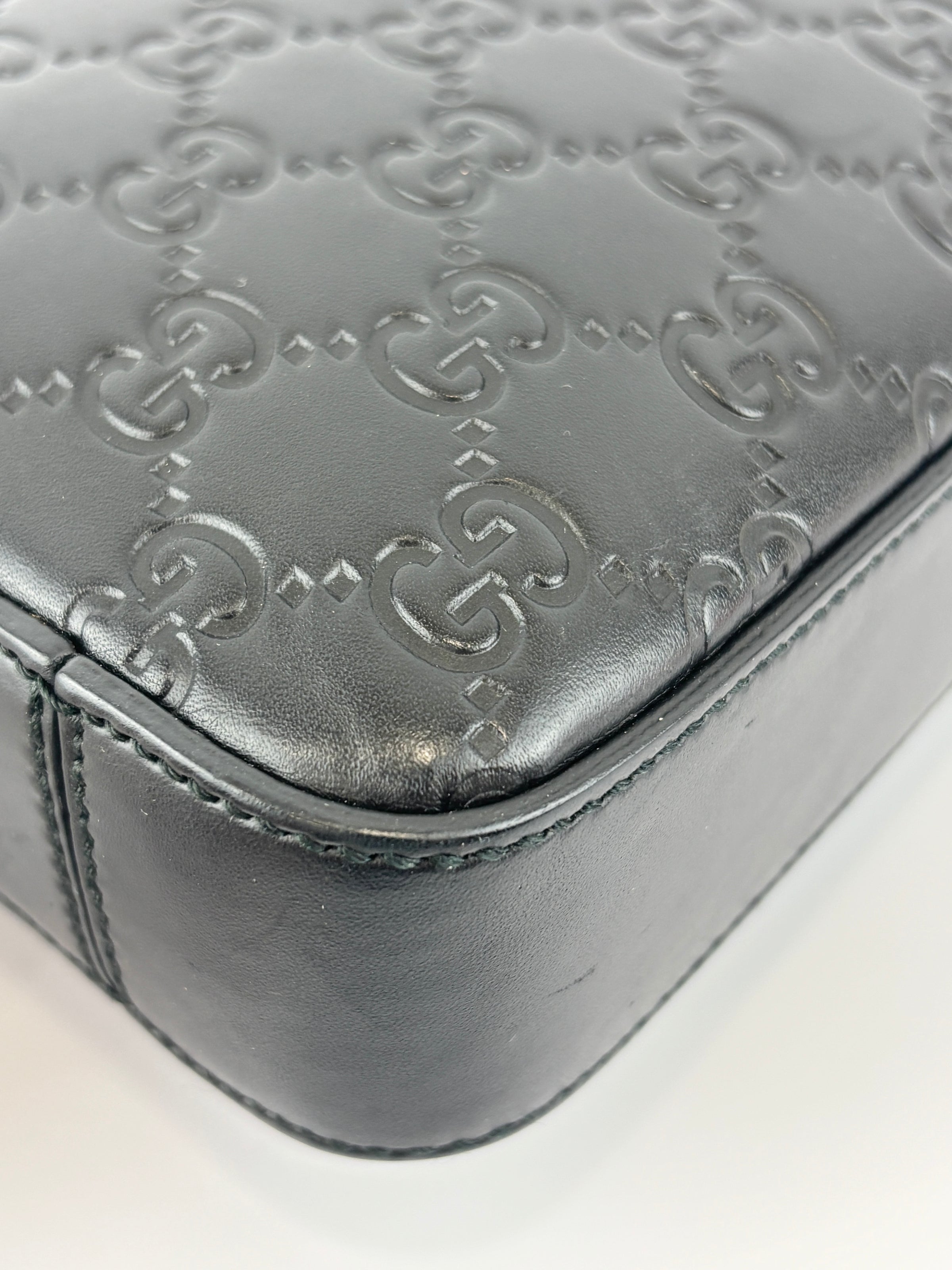 Signature Guccissima Embossed Leather Zip Clutch with Wristlet