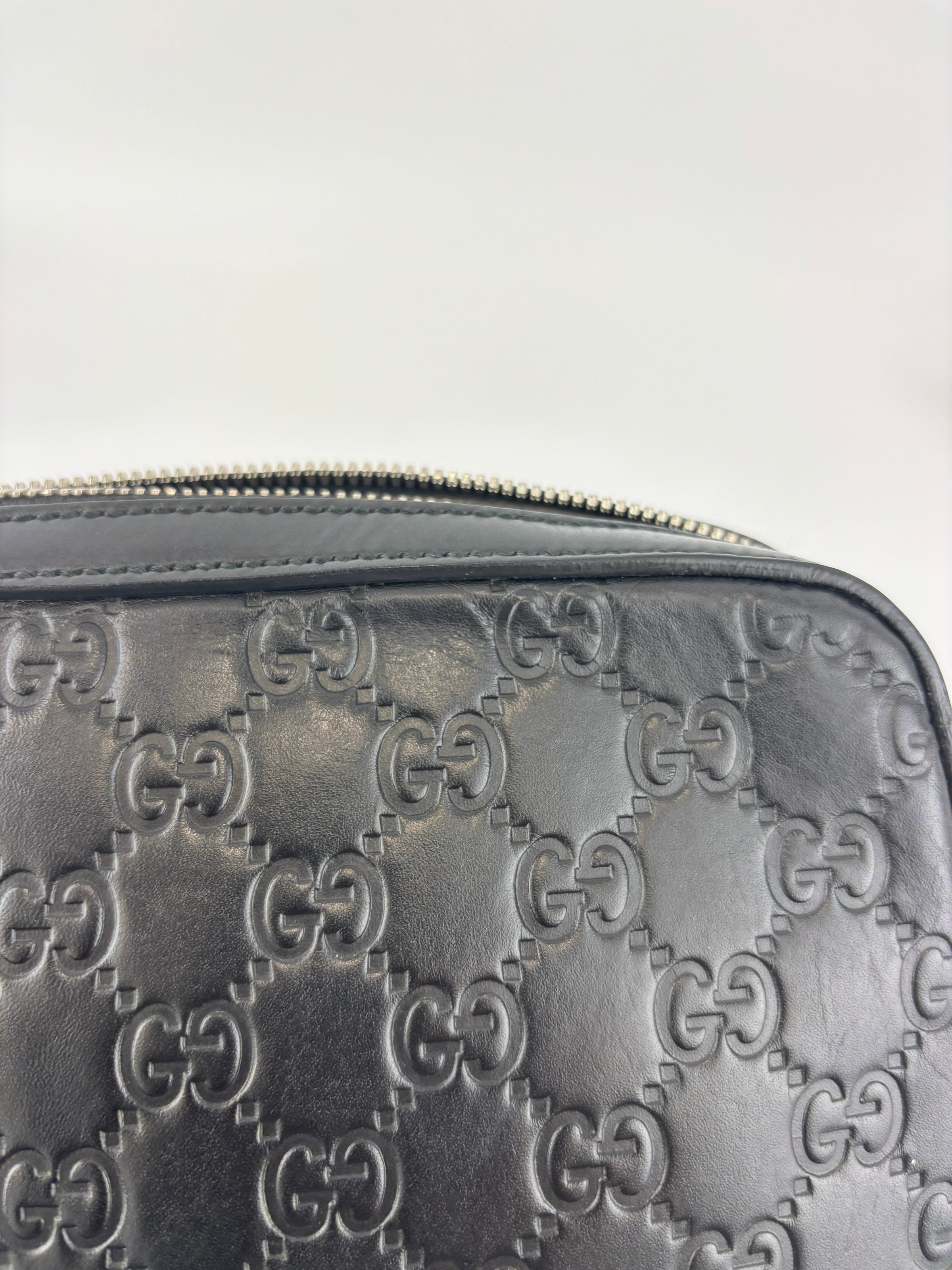 Signature Guccissima Embossed Leather Zip Clutch with Wristlet