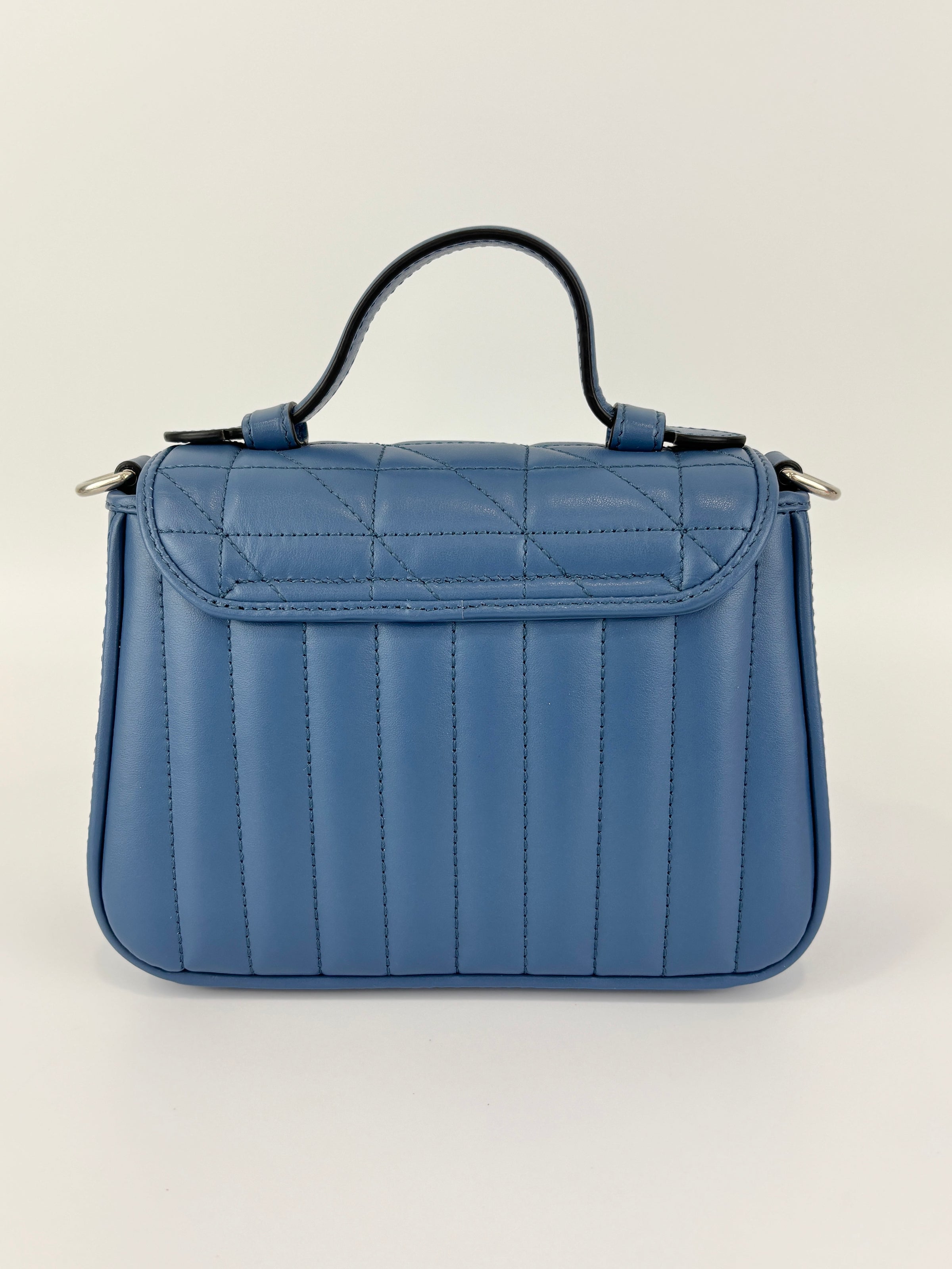 Blue Matelassé GG Marmont Top Handle Mini Tote Bag