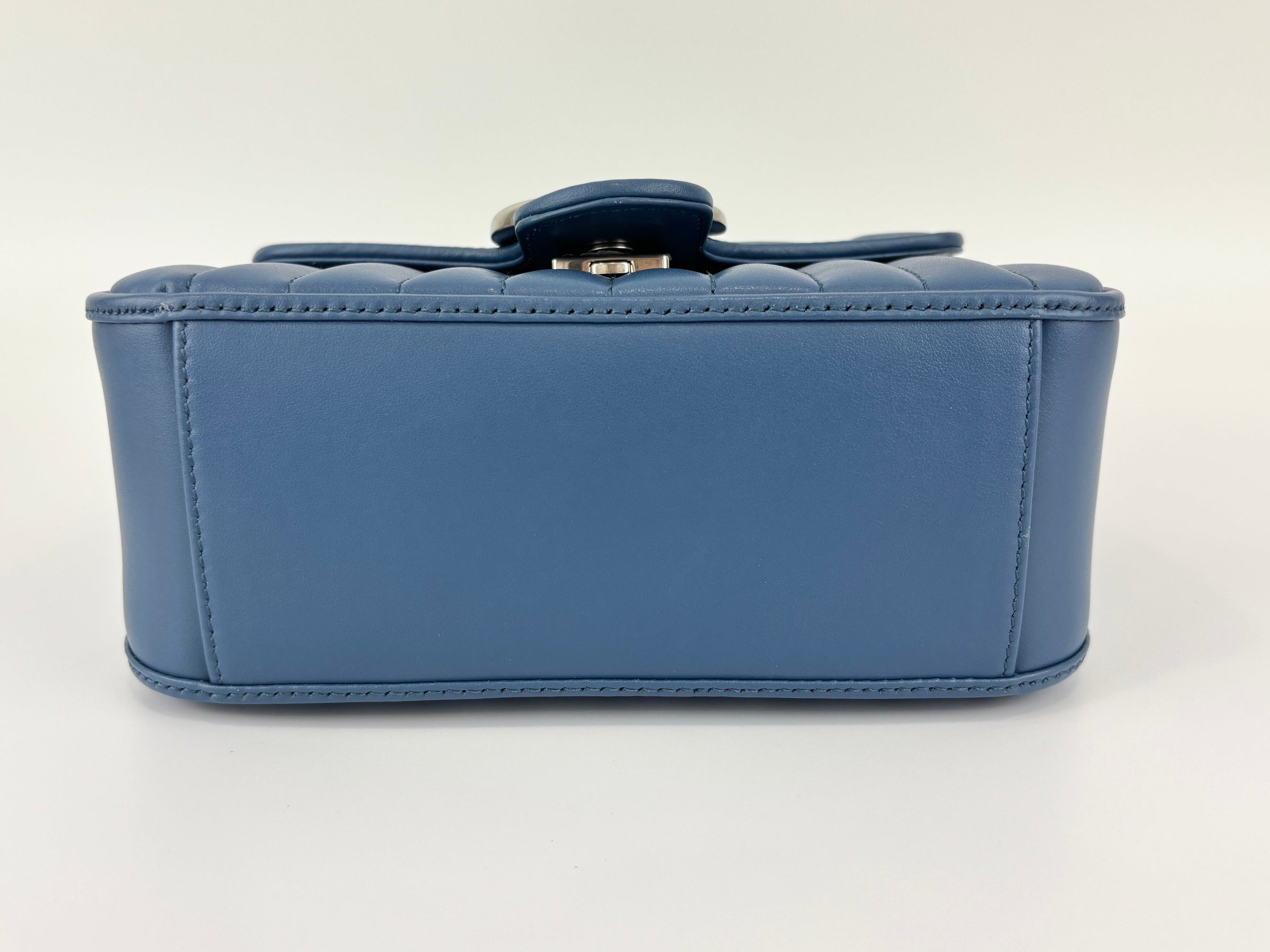 Blue Matelassé GG Marmont Top Handle Mini Tote Bag
