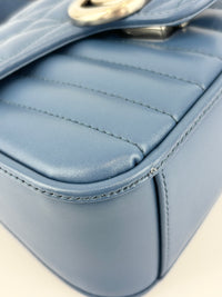 Blue Matelassé GG Marmont Top Handle Mini Tote Bag