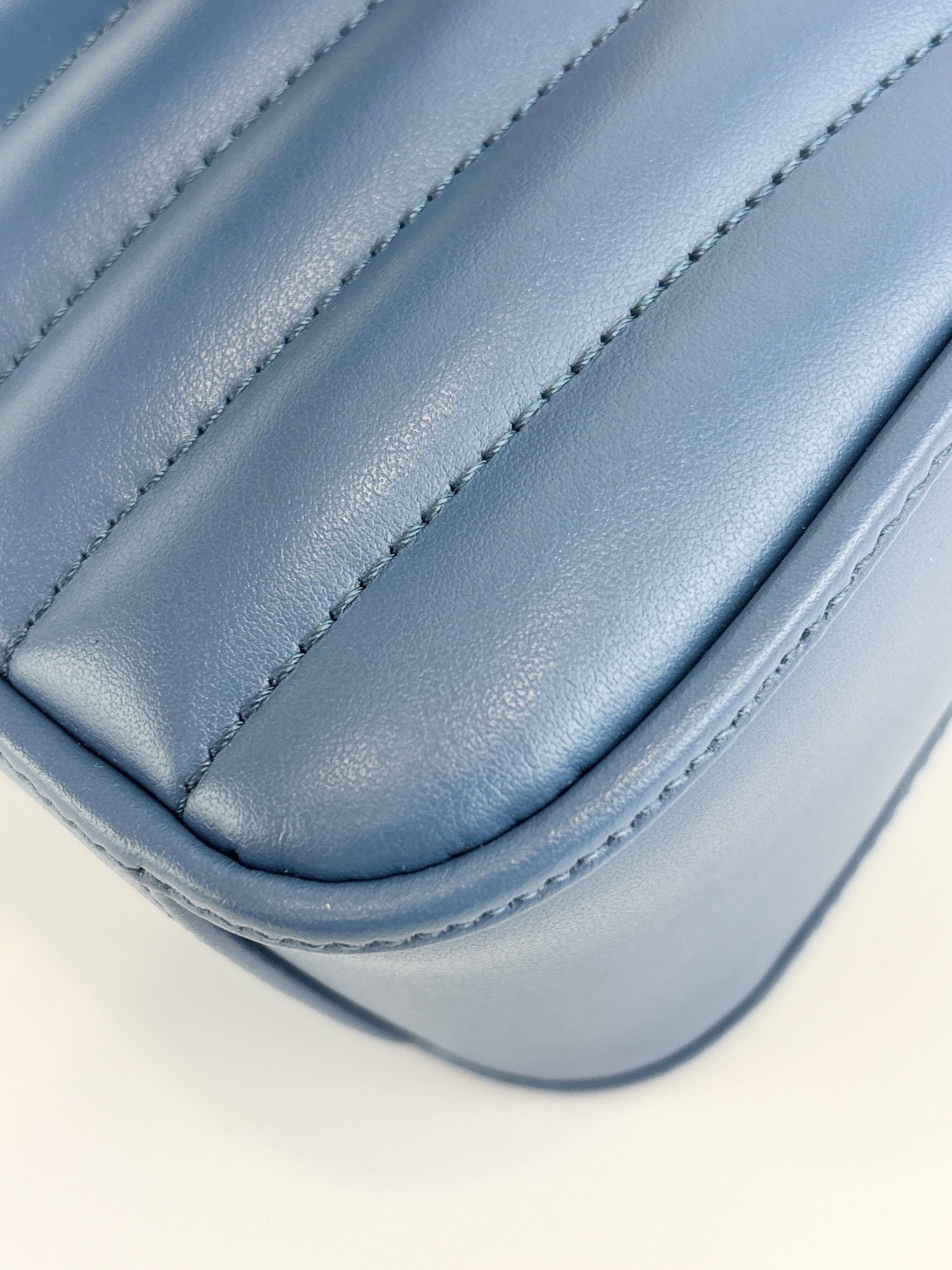 Blue Matelassé GG Marmont Top Handle Mini Tote Bag