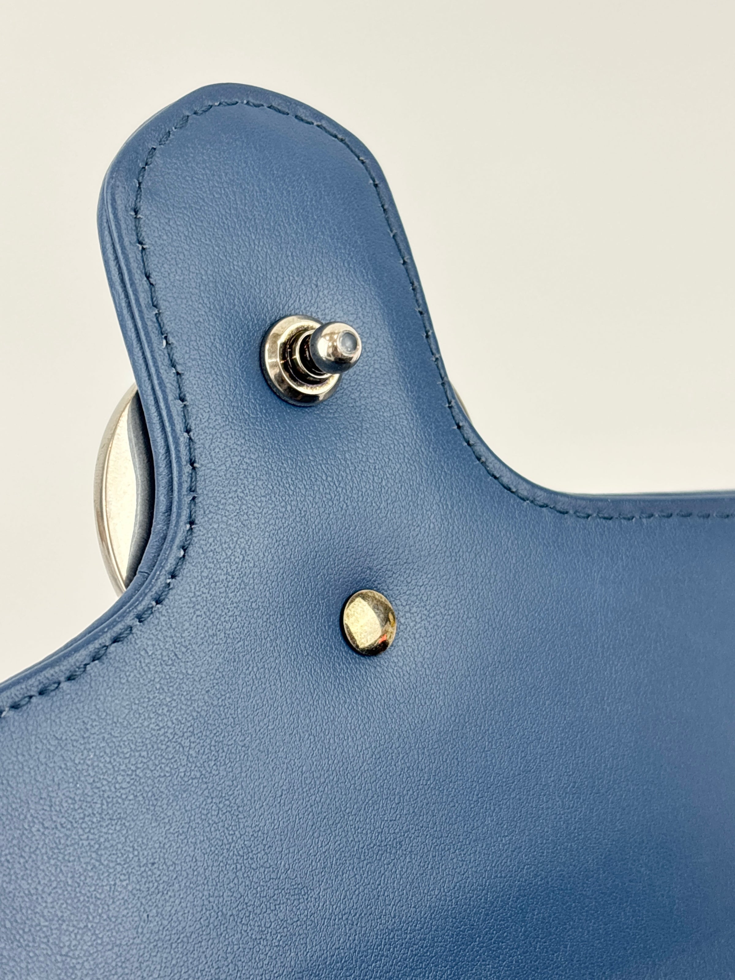Blue Matelassé GG Marmont Top Handle Mini Tote Bag