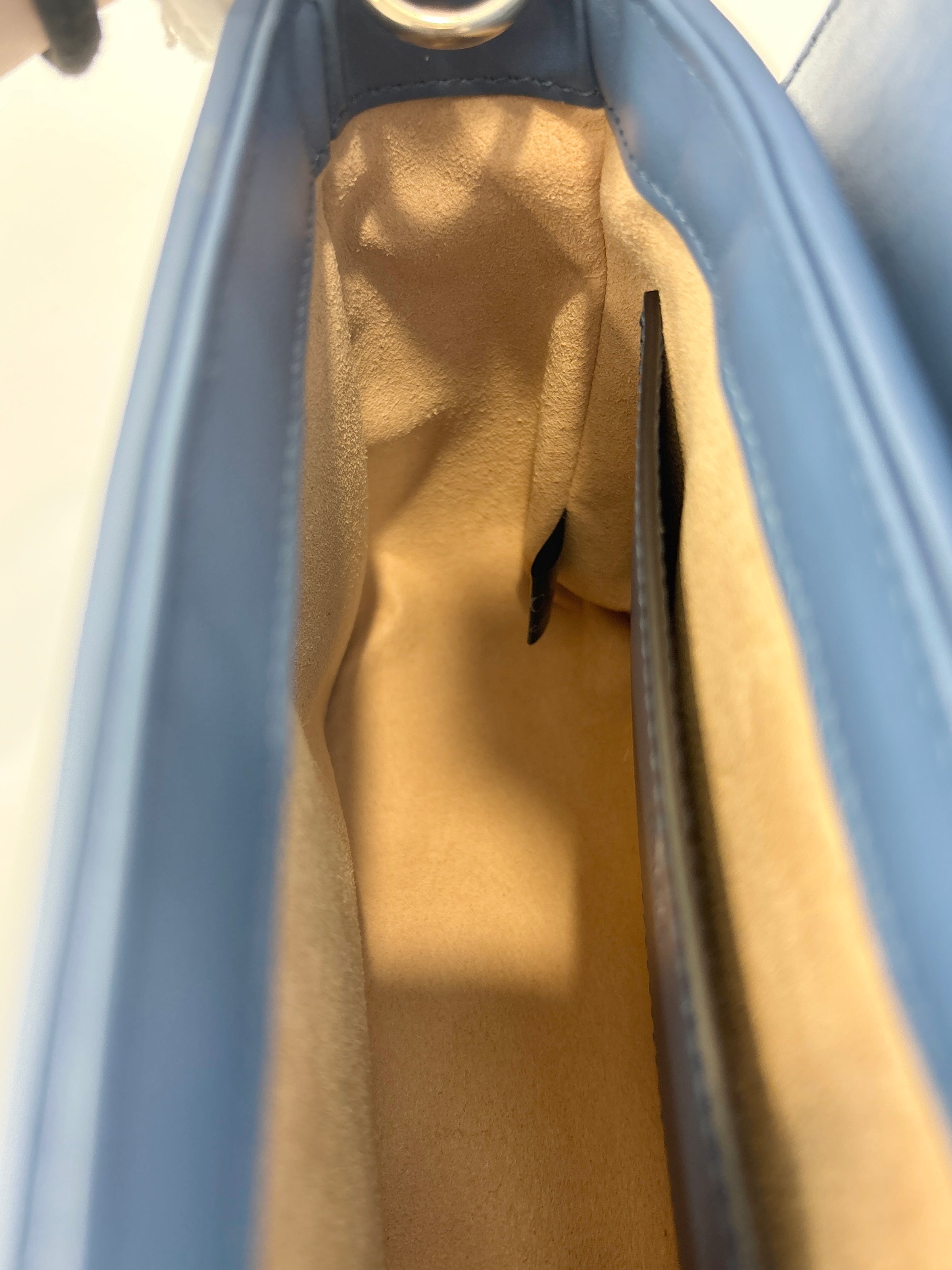 Blue Matelassé GG Marmont Top Handle Mini Tote Bag