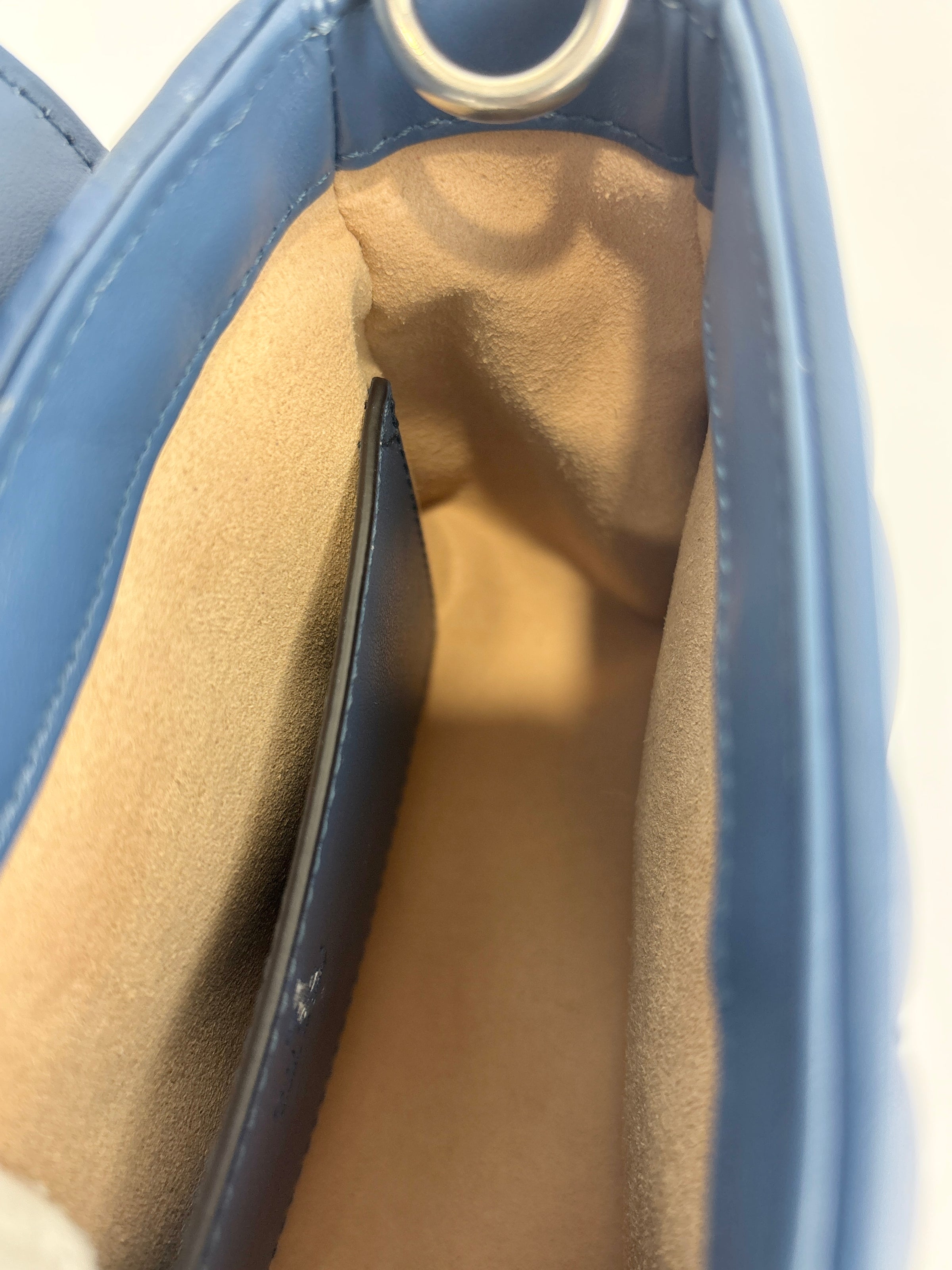 Blue Matelassé GG Marmont Top Handle Mini Tote Bag