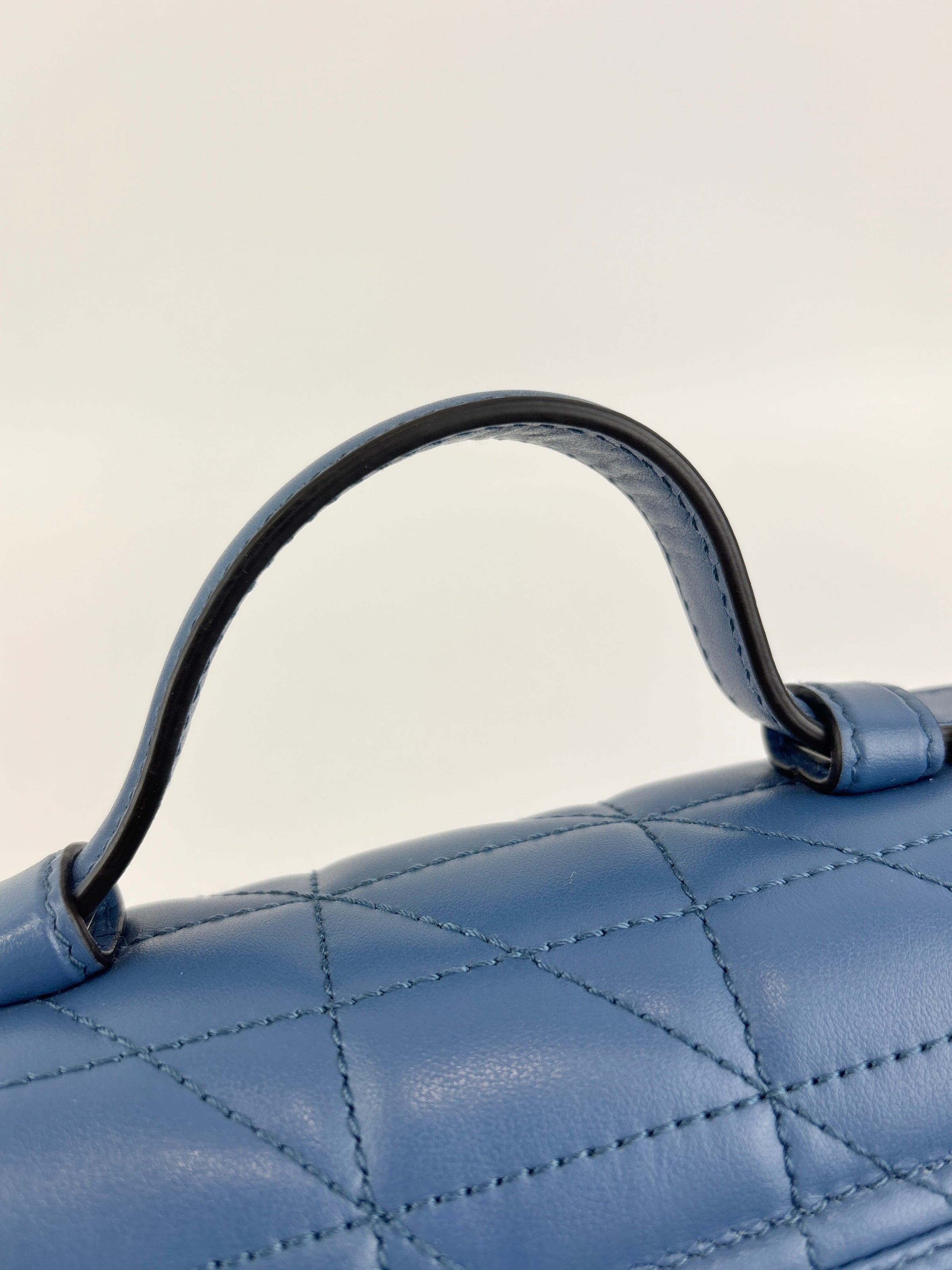 Blue Matelassé GG Marmont Top Handle Mini Tote Bag