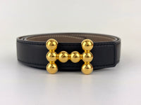 24mm Reversible Swift/Epsom Noir/Etoupe strap & Bubbles Buckle GHW - Glampot