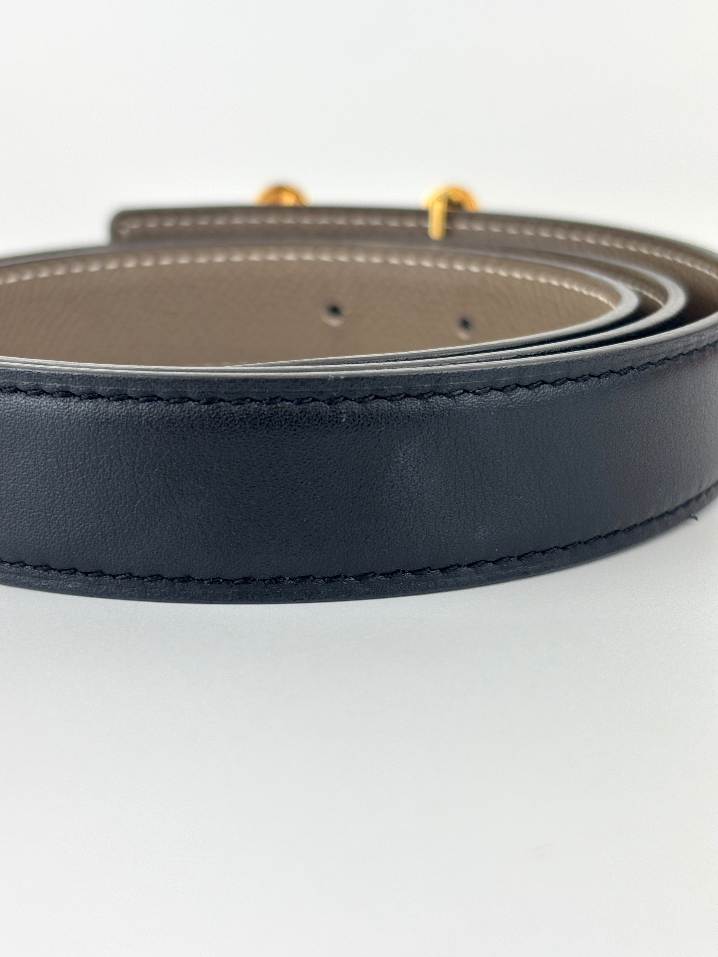 24mm Reversible Swift/Epsom Noir/Etoupe strap & Bubbles Buckle GHW - Glampot