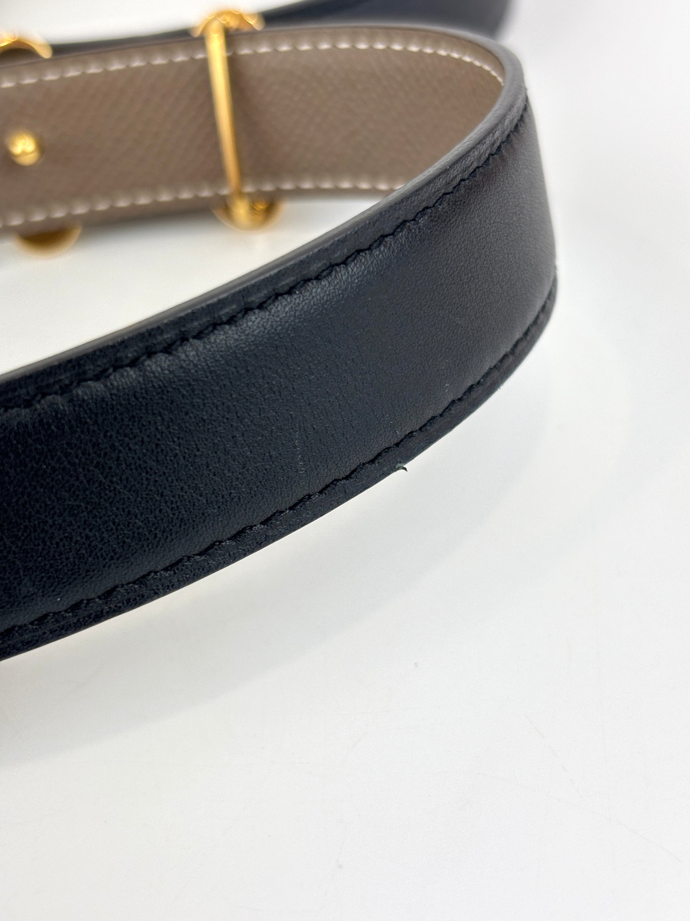 24mm Reversible Swift/Epsom Noir/Etoupe strap & Bubbles Buckle GHW - Glampot