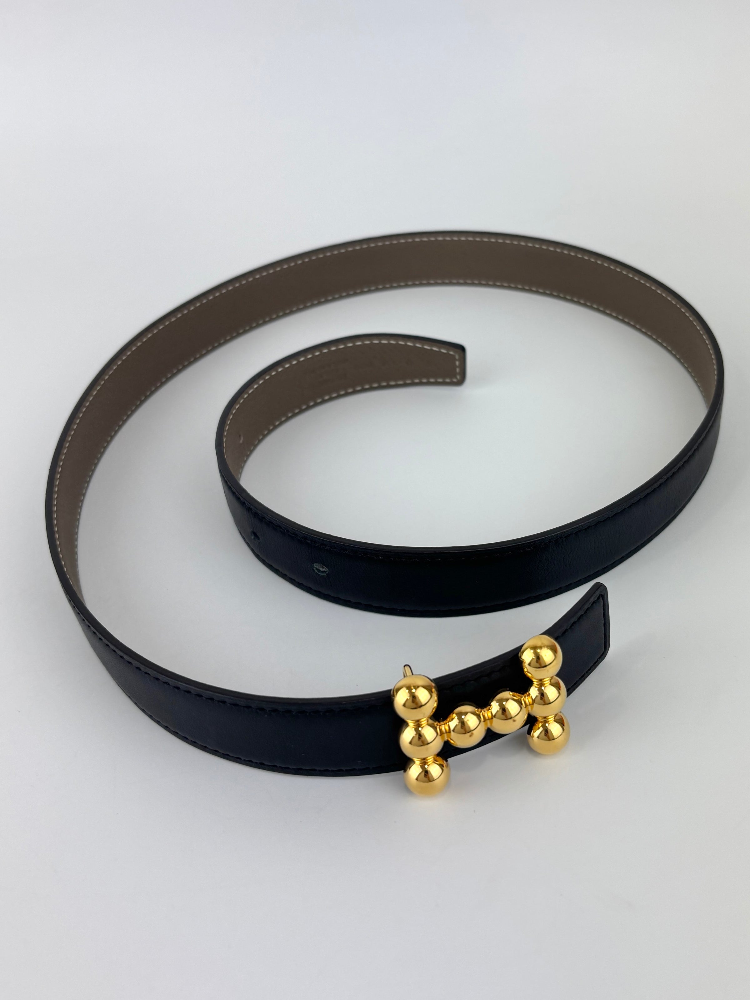 24mm Reversible Swift/Epsom Noir/Etoupe strap & Bubbles Buckle GHW - Glampot