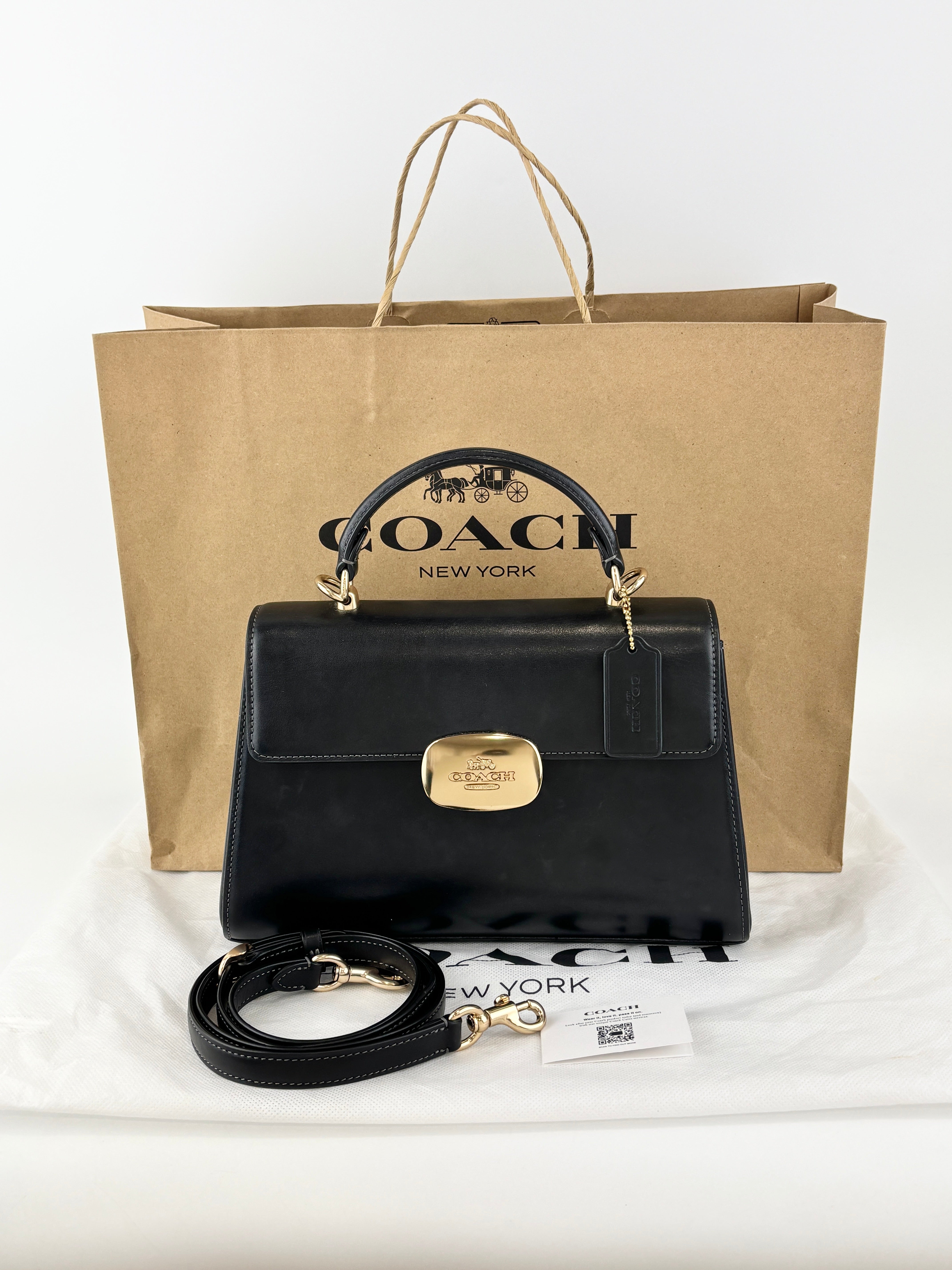 Coach Eliza Top Handle Bag Black | Free Shipping Malaysia – Glampot