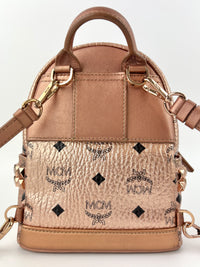 Metallic Visetos Studded X-Mini Bebe Bao Backpack Champagne Gold