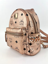 Metallic Visetos Studded X-Mini Bebe Bao Backpack Champagne Gold