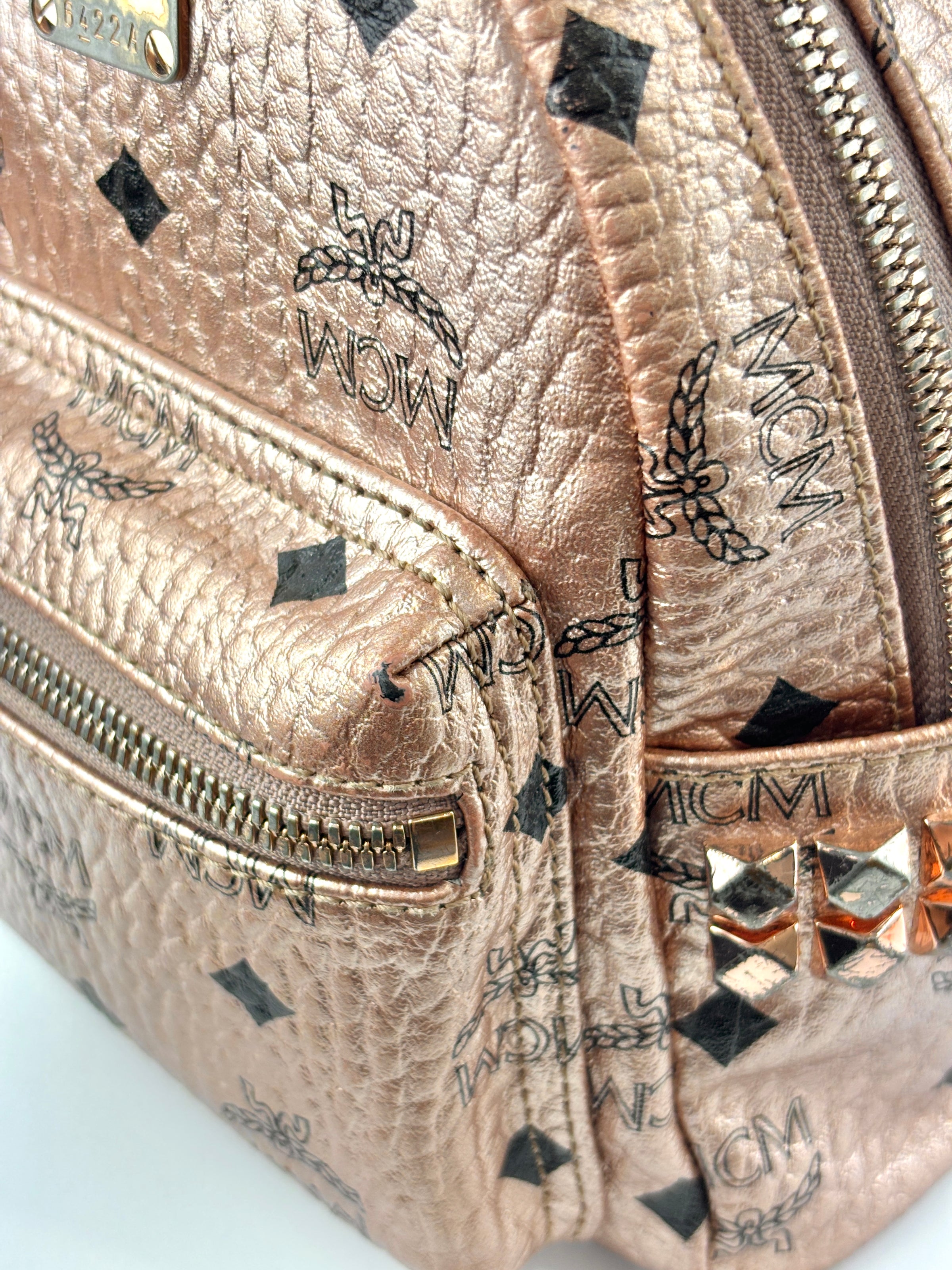 bebe gold mini backpack MCM X-Mini Bebe Boo Backpack Champagne Gold Metallic Visetos – Glampot