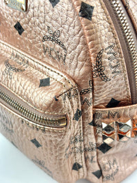Metallic Visetos Studded X-Mini Bebe Bao Backpack Champagne Gold