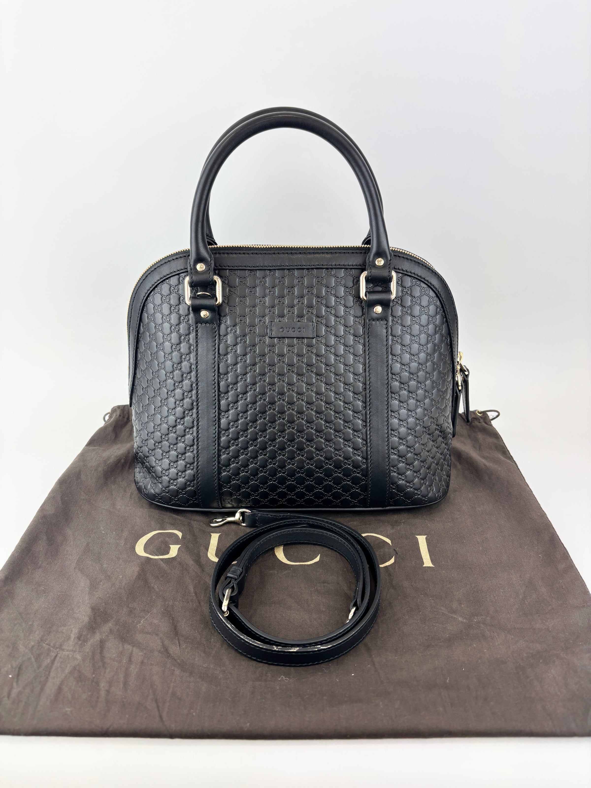 Gucci Micro Guccissima 2-Way Leather Bag Black
