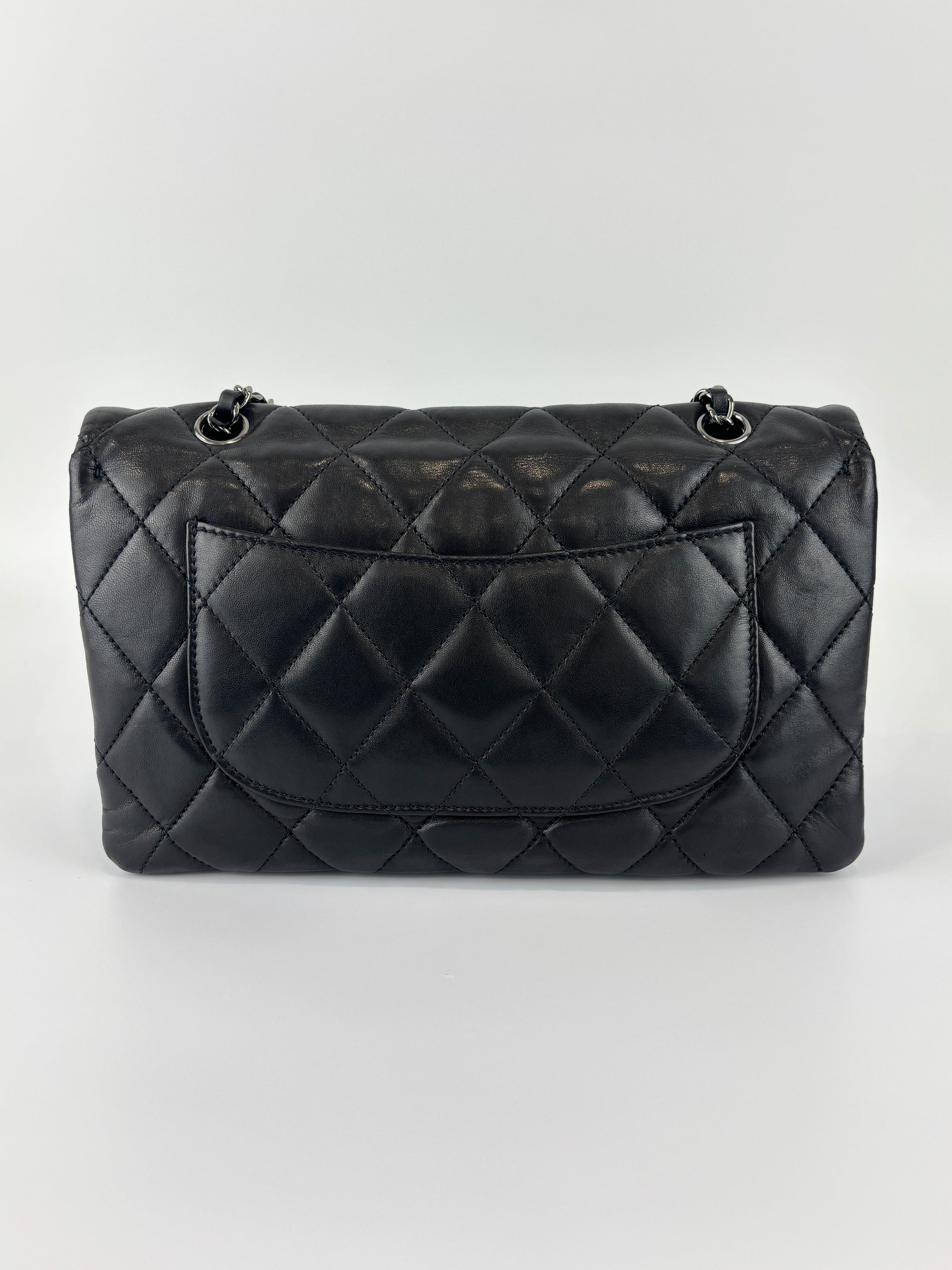 Black Quilted Lambskin Leather 3 Accordion Flap Bag SHW