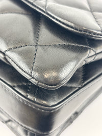 Black Quilted Lambskin Leather 3 Accordion Flap Bag SHW
