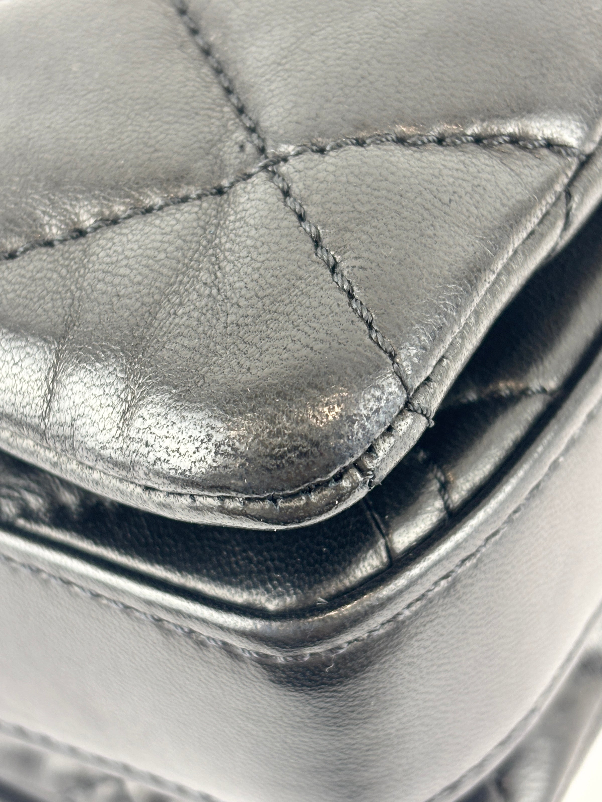 Black Quilted Lambskin Leather 3 Accordion Flap Bag SHW