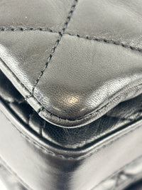 Black Quilted Lambskin Leather 3 Accordion Flap Bag SHW