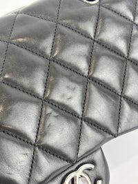 Black Quilted Lambskin Leather 3 Accordion Flap Bag SHW