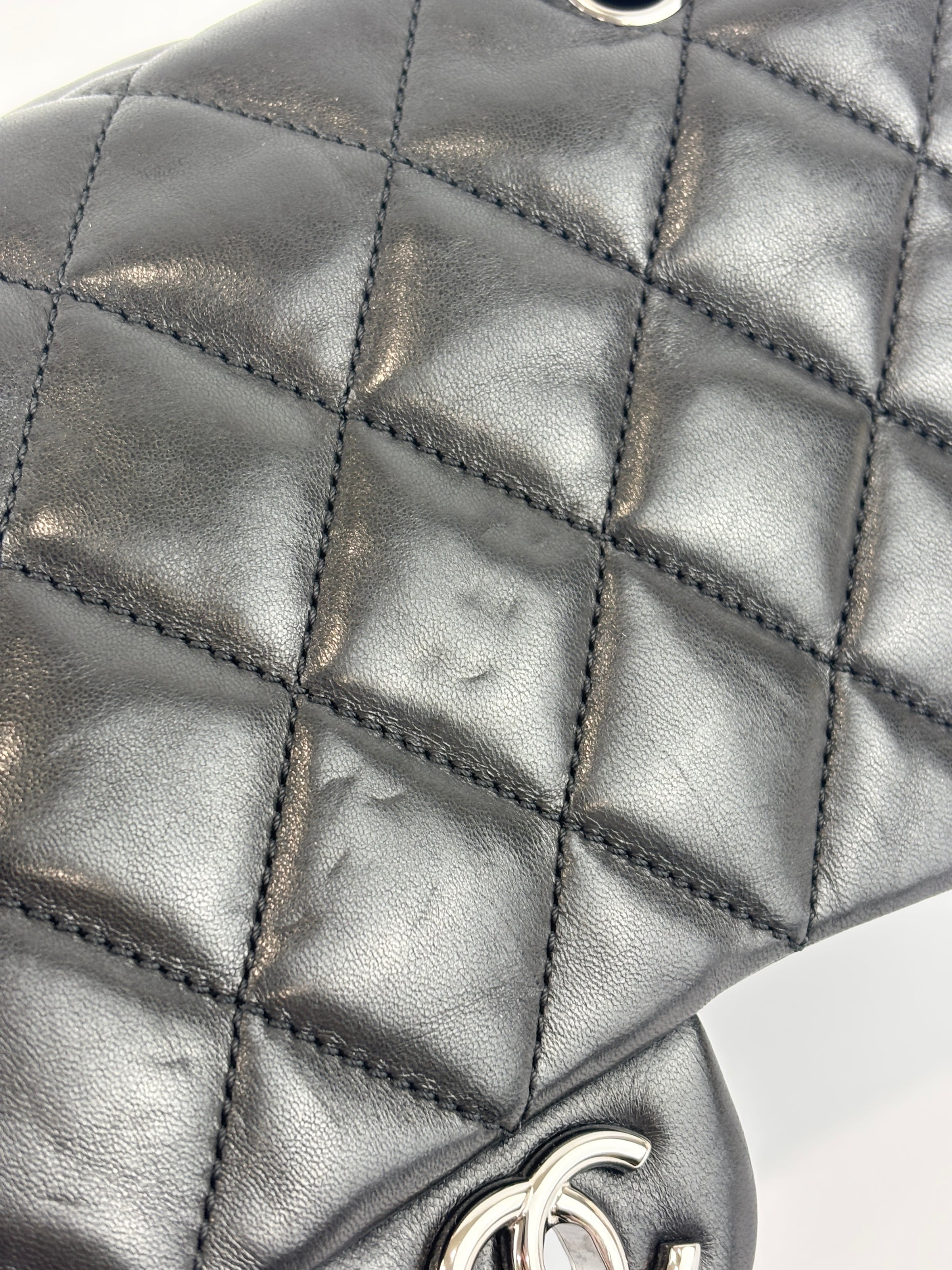 Black Quilted Lambskin Leather 3 Accordion Flap Bag SHW
