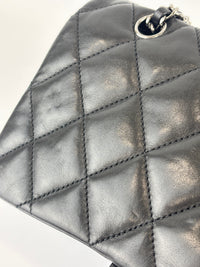 Black Quilted Lambskin Leather 3 Accordion Flap Bag SHW