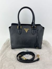 Prada 1BA113 Baltico Saffiano and Soft Calfskin Leather Small Top Handle Crossbody Bag