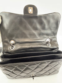 Black Quilted Lambskin Leather 3 Accordion Flap Bag SHW