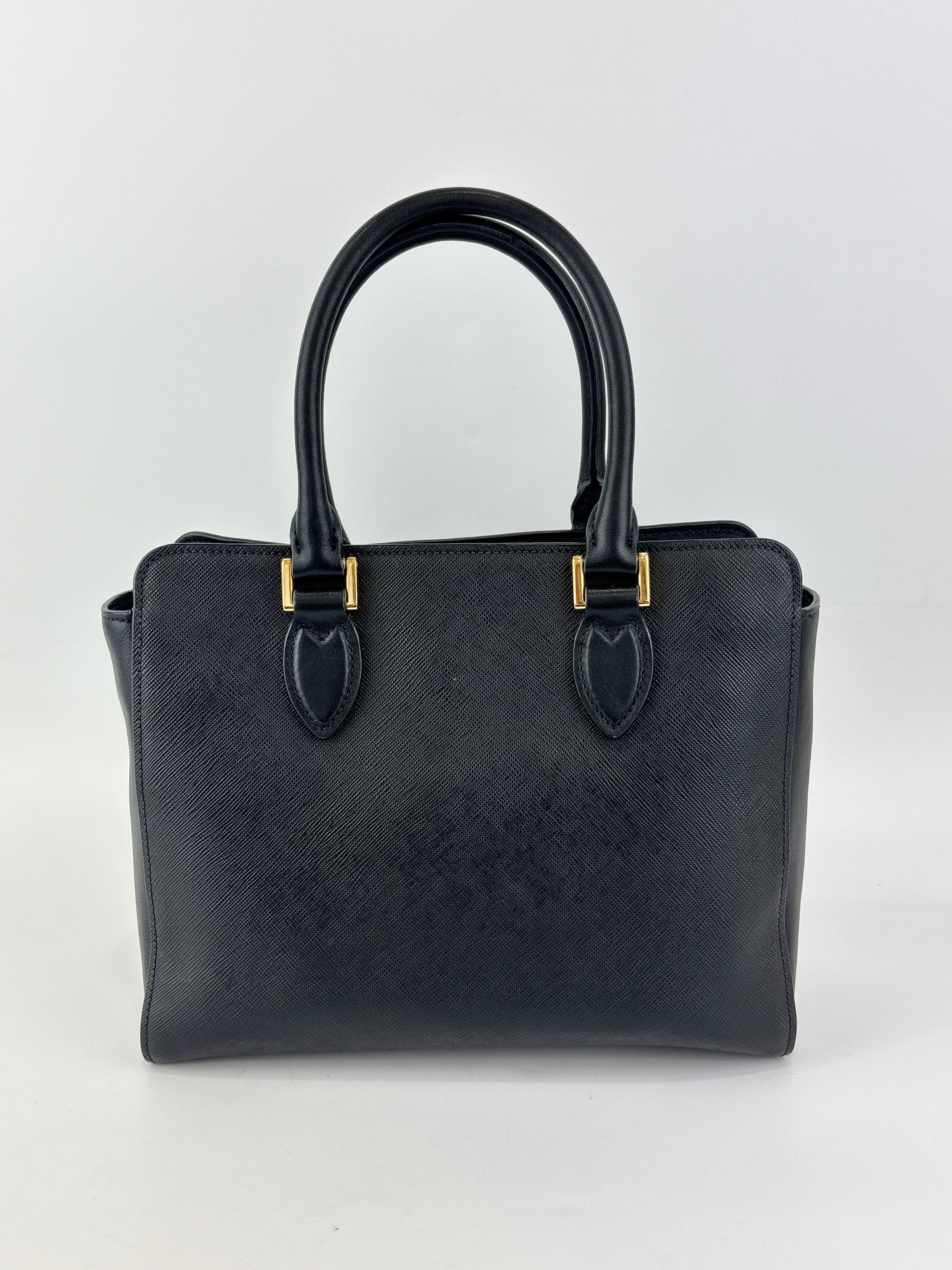 Prada 1BA113 Baltico Saffiano and Soft Calfskin Leather Small Top Handle Crossbody Bag