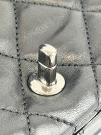 Black Quilted Lambskin Leather 3 Accordion Flap Bag SHW