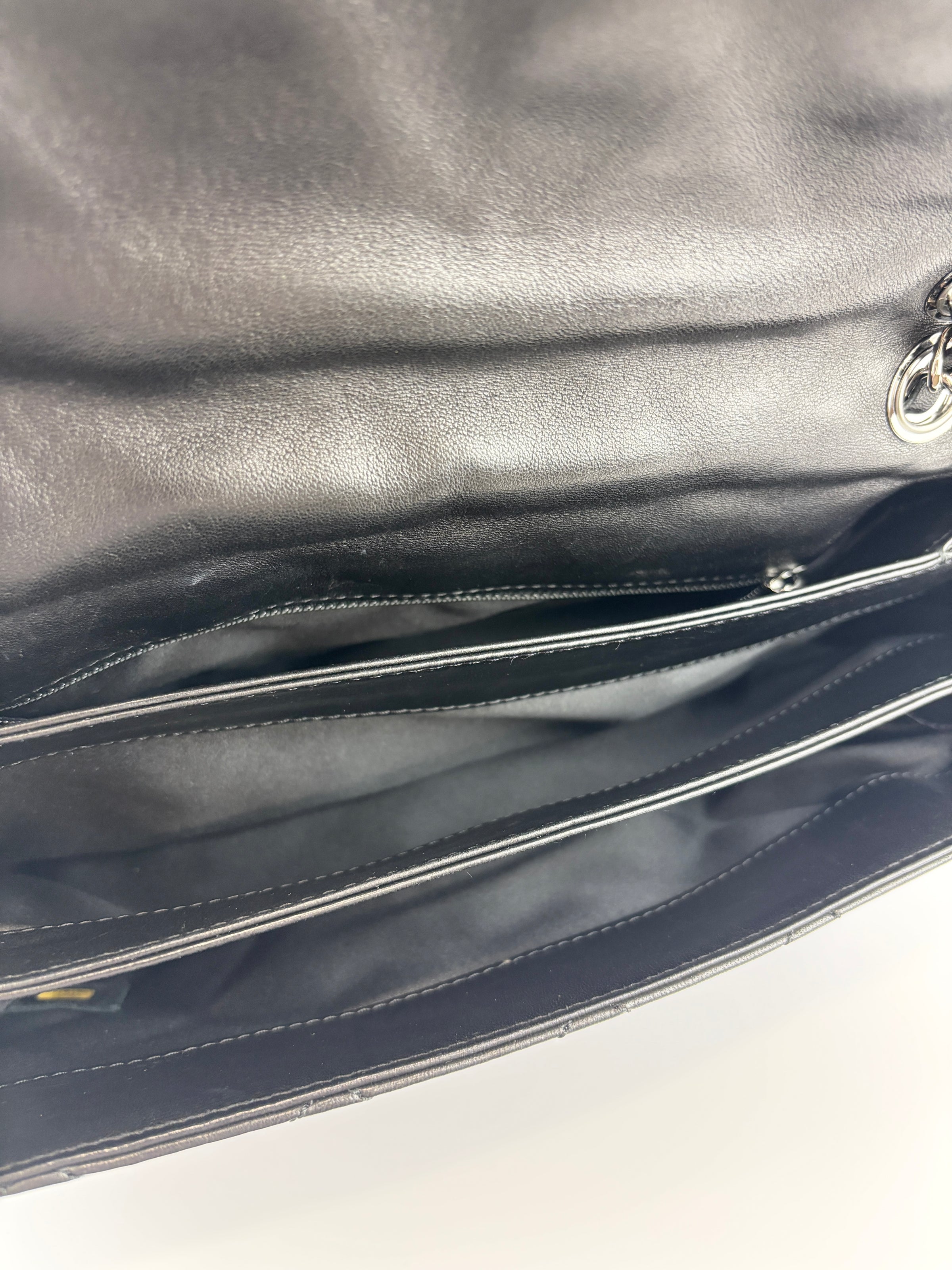 Black Quilted Lambskin Leather 3 Accordion Flap Bag SHW