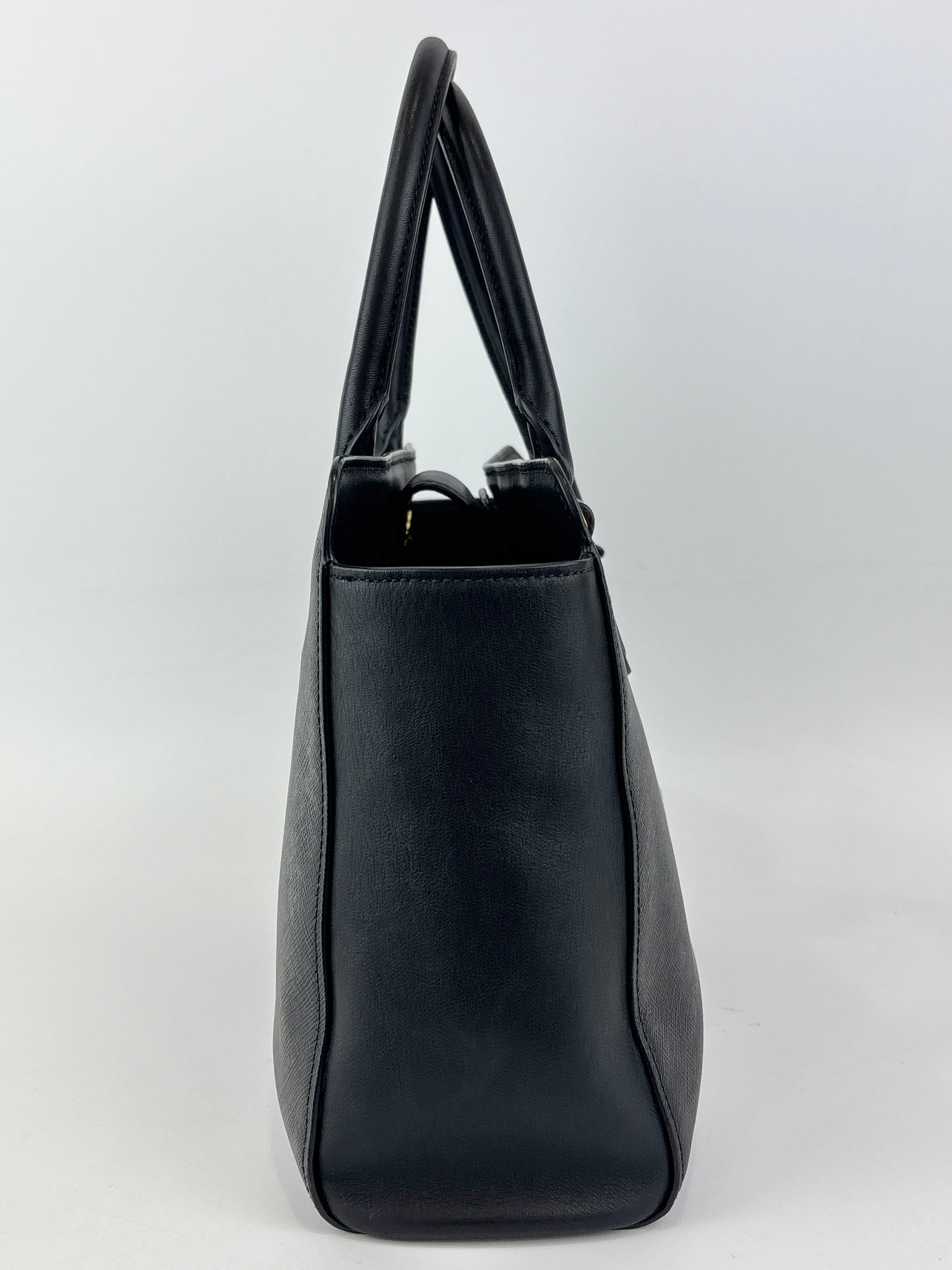 Prada 1BA113 Baltico Saffiano and Soft Calfskin Leather Small Top Handle Crossbody Bag