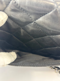 Black Quilted Lambskin Leather 3 Accordion Flap Bag SHW