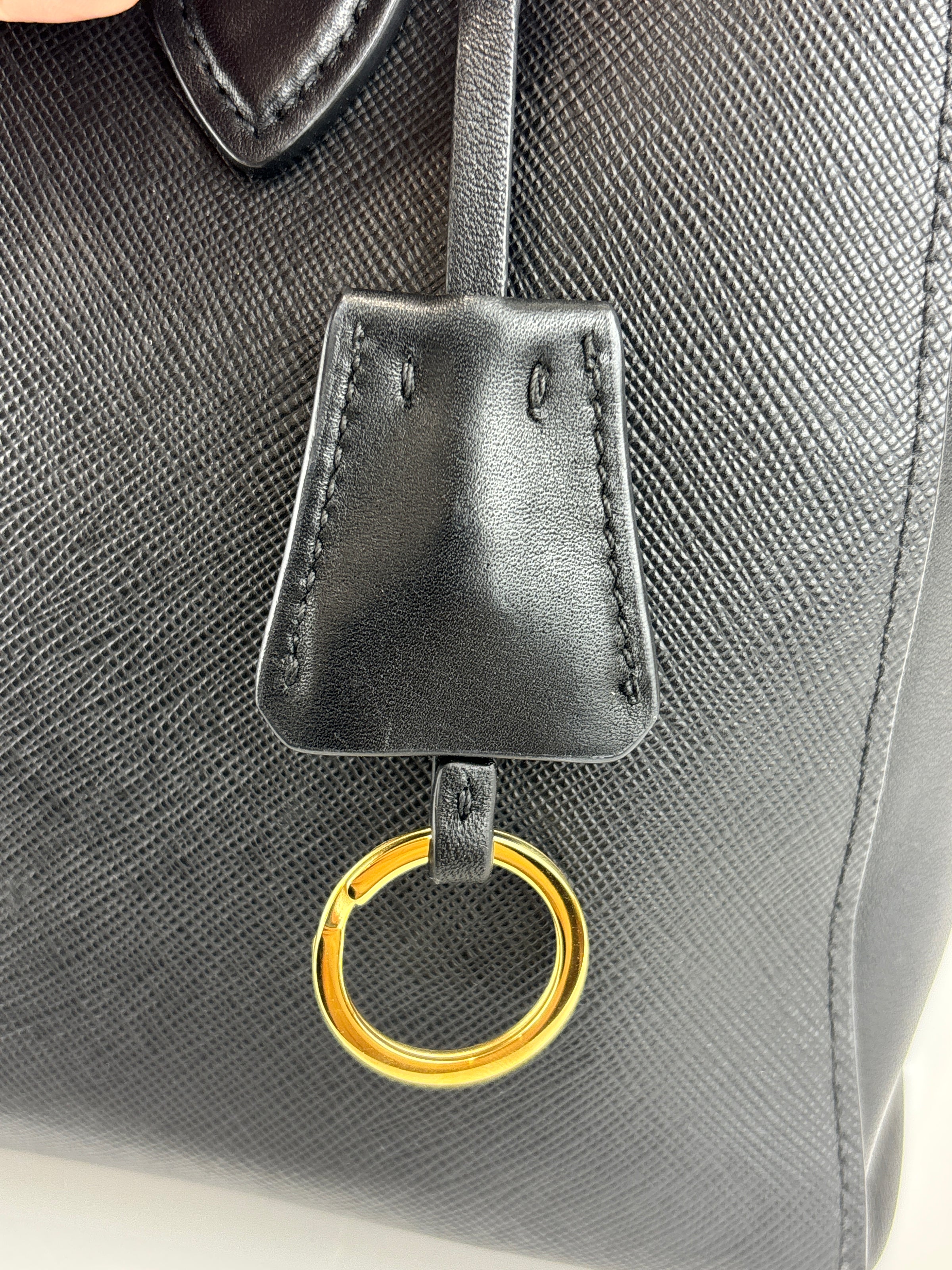 Prada 1BA113 Baltico Saffiano and Soft Calfskin Leather Small Top Handle Crossbody Bag