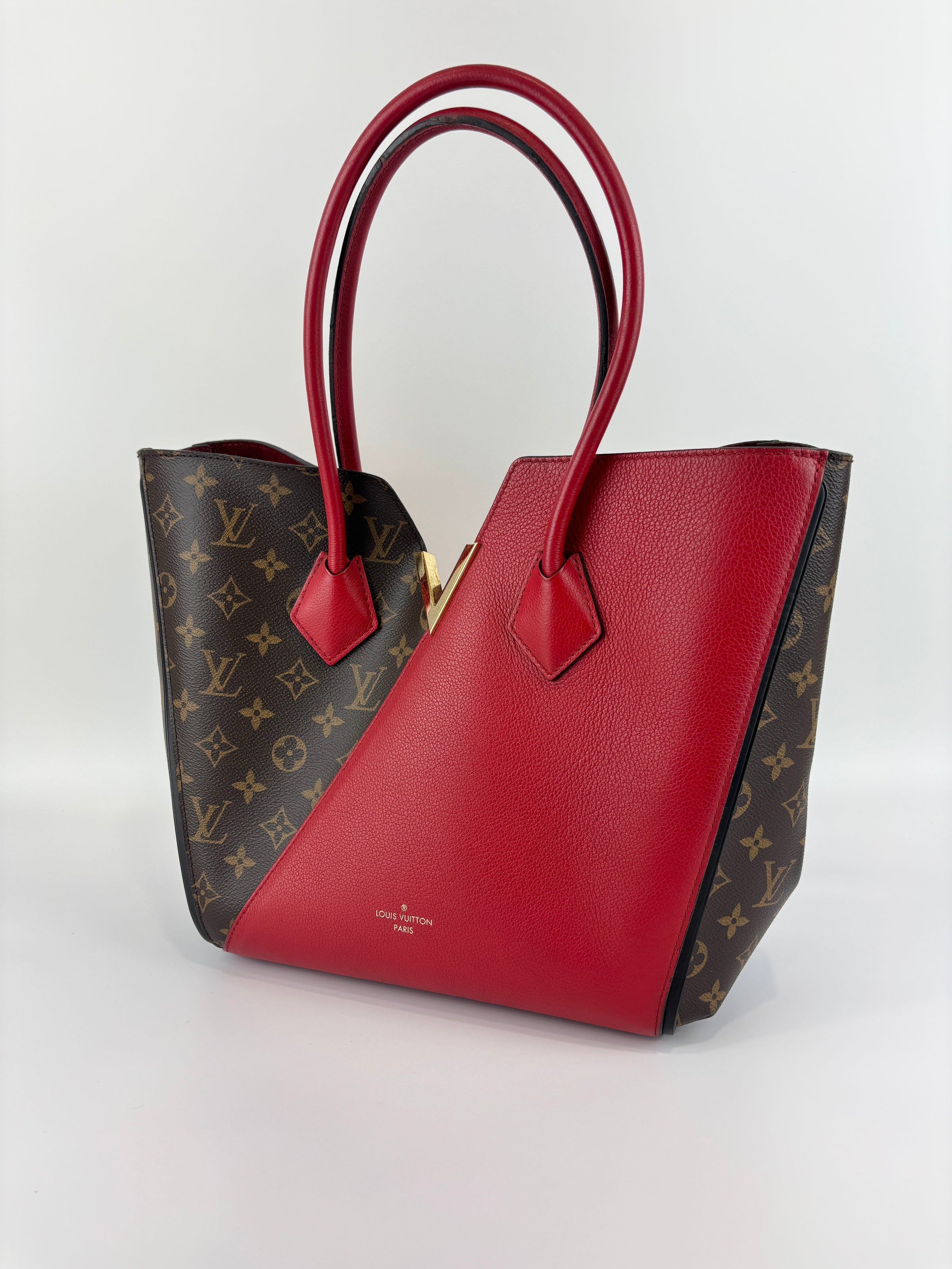 M40459 Kimono Tote in Monogram Canvas and Cerise Red Calfskin