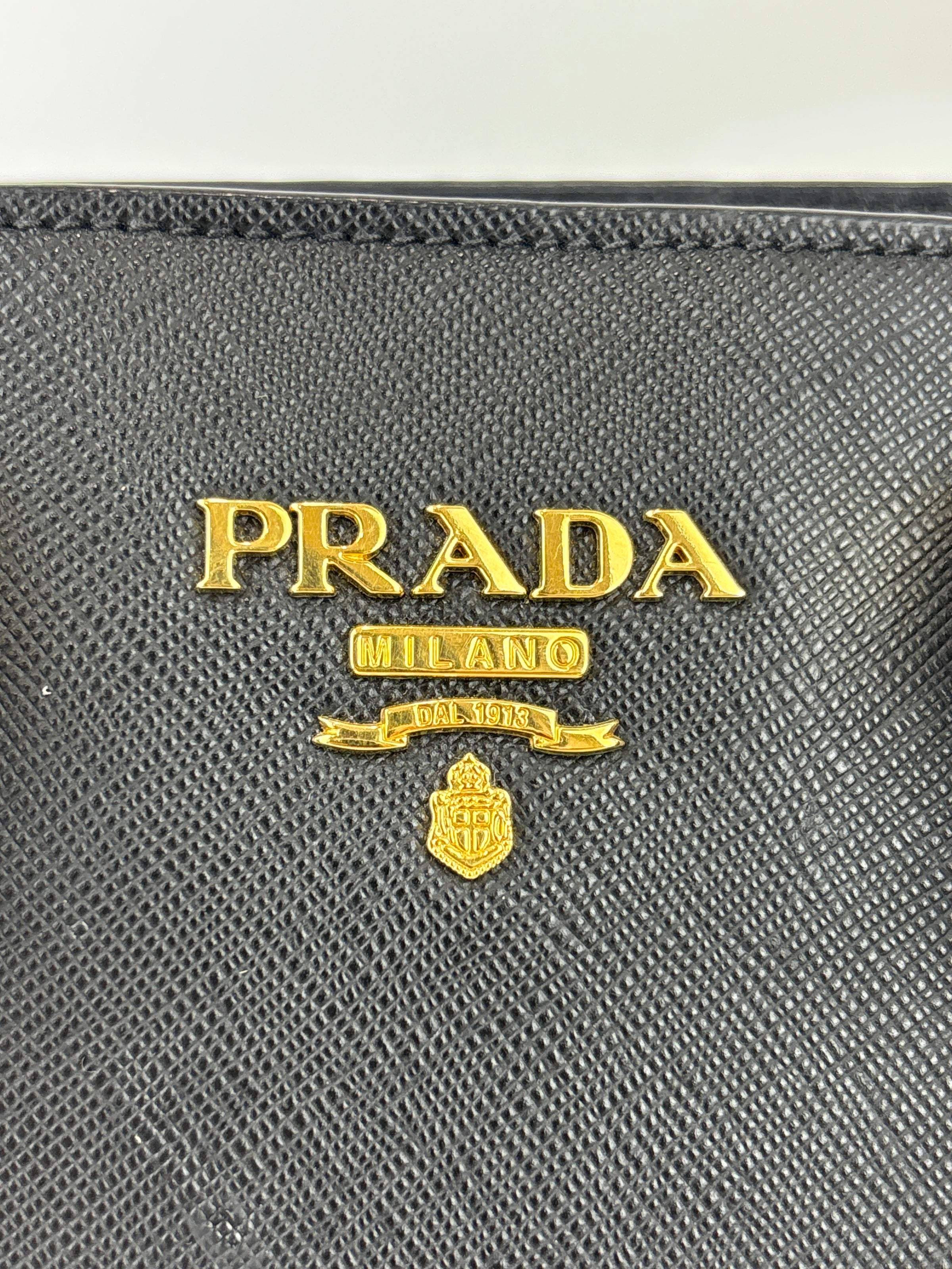 Prada 1BA113 Baltico Saffiano and Soft Calfskin Leather Small Top Handle Crossbody Bag