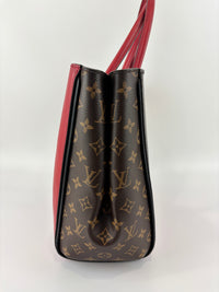 M40459 Kimono Tote in Monogram Canvas and Cerise Red Calfskin