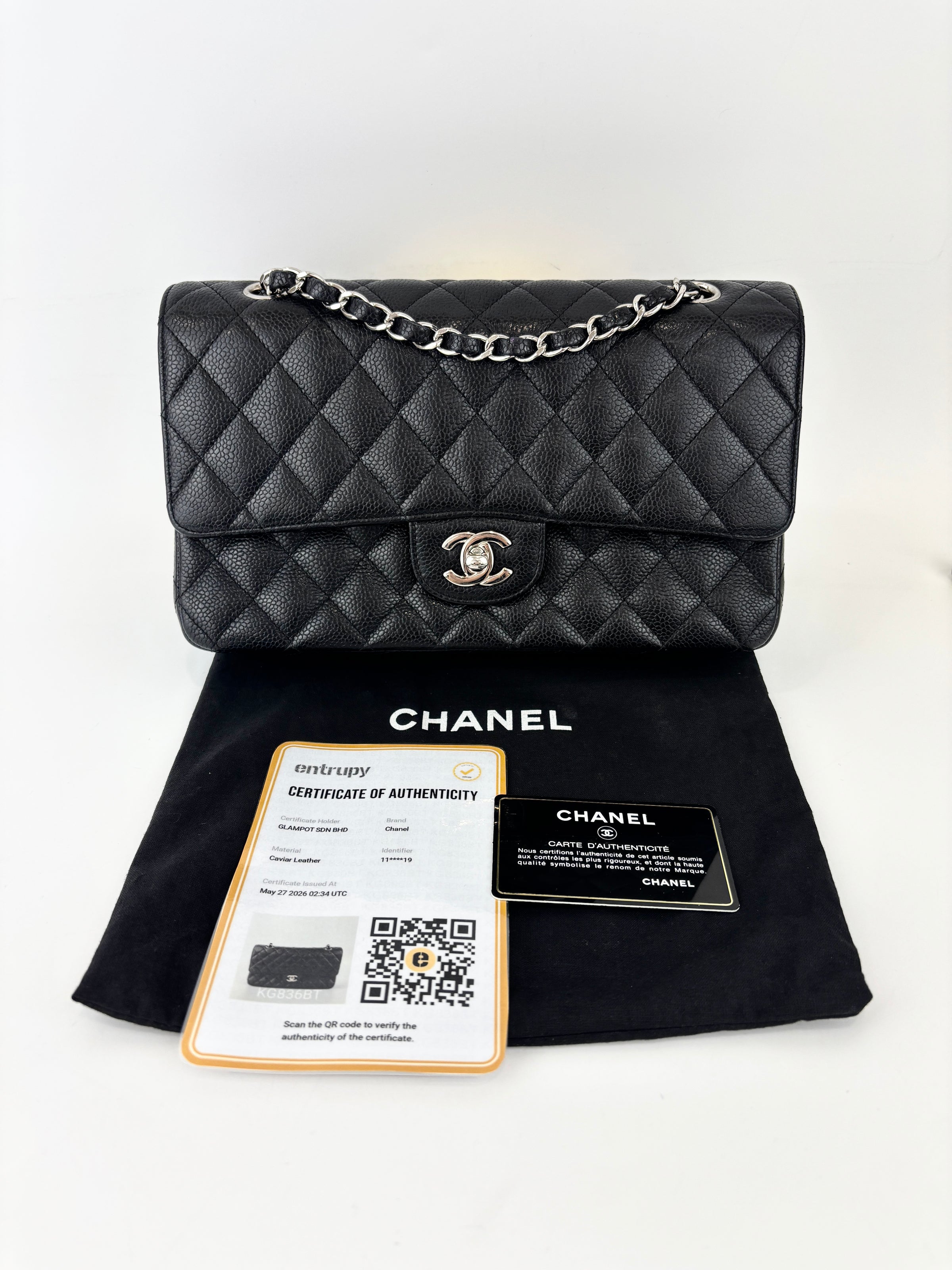 Chanel Medium Black Caviar Classic Flap SHW